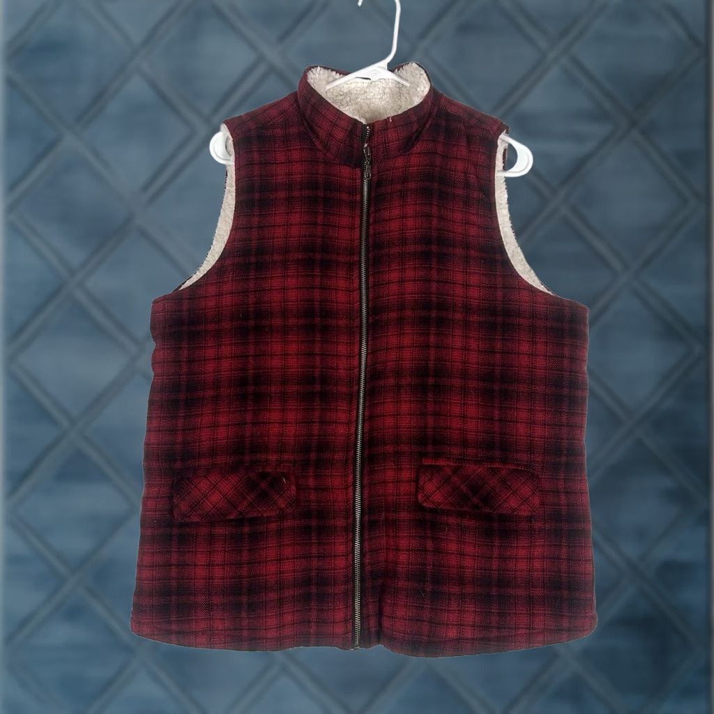 Vintage Maurices Vest Women's Small Plaid Flannel Red Black Zip Lined Pockets Casual Outdoor Size S / US 4 / IT 40 - 1 Thumbnail