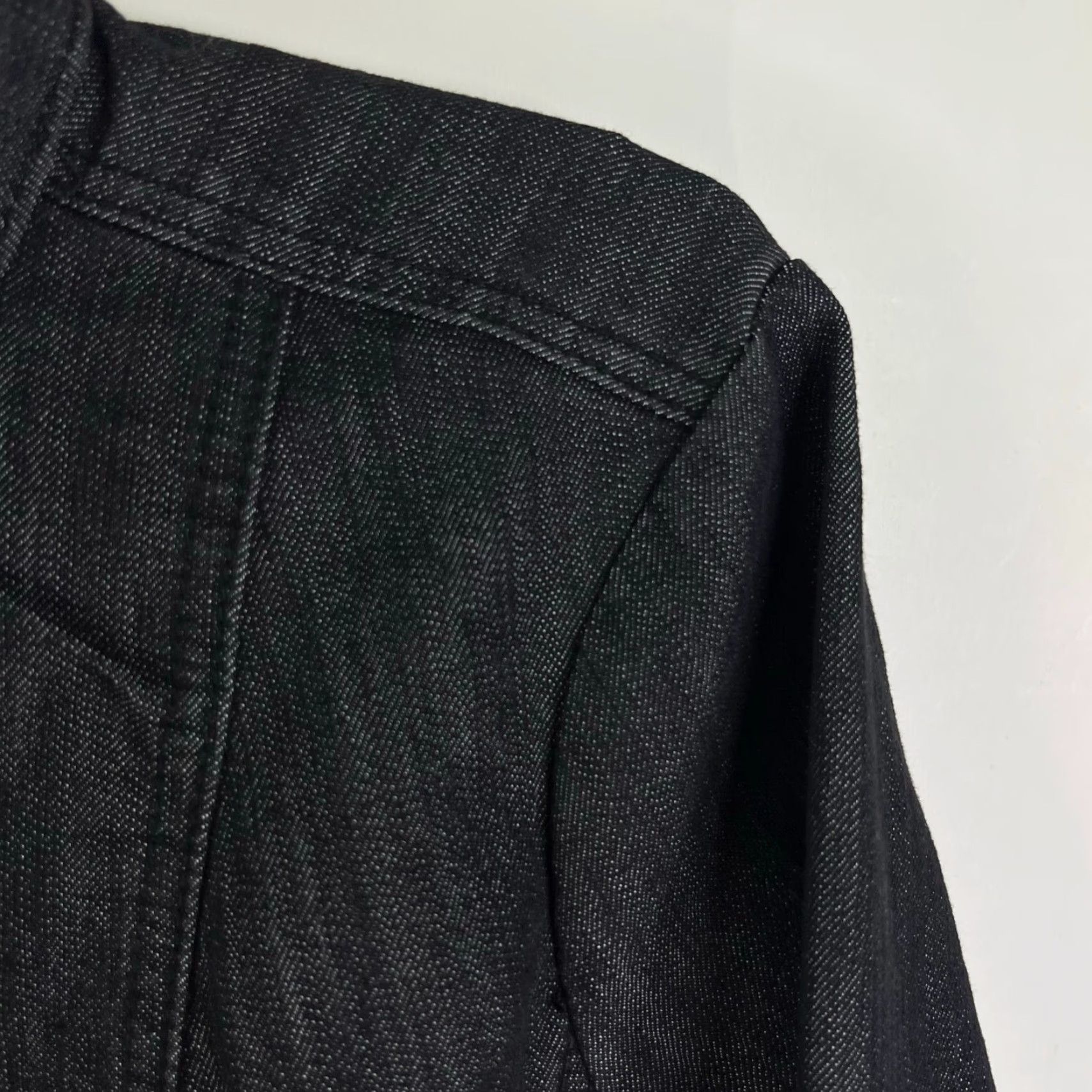 Vintage VINTAGE Christoper & Banks Black Jean Jacket Blazer Size M Embroidered Ruffle Sequin - Women Blazer Denim 90s Theme Size 32" / US 10 / IT 46 - 4 Thumbnail