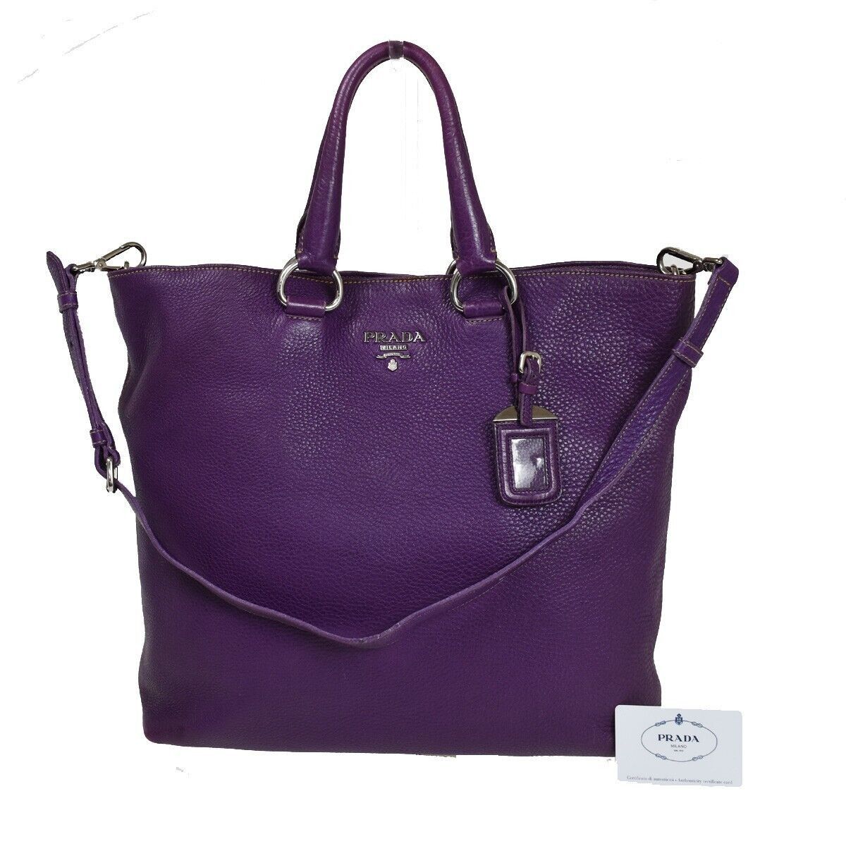 image of Prada Vitello Handbag in Purple, Women's