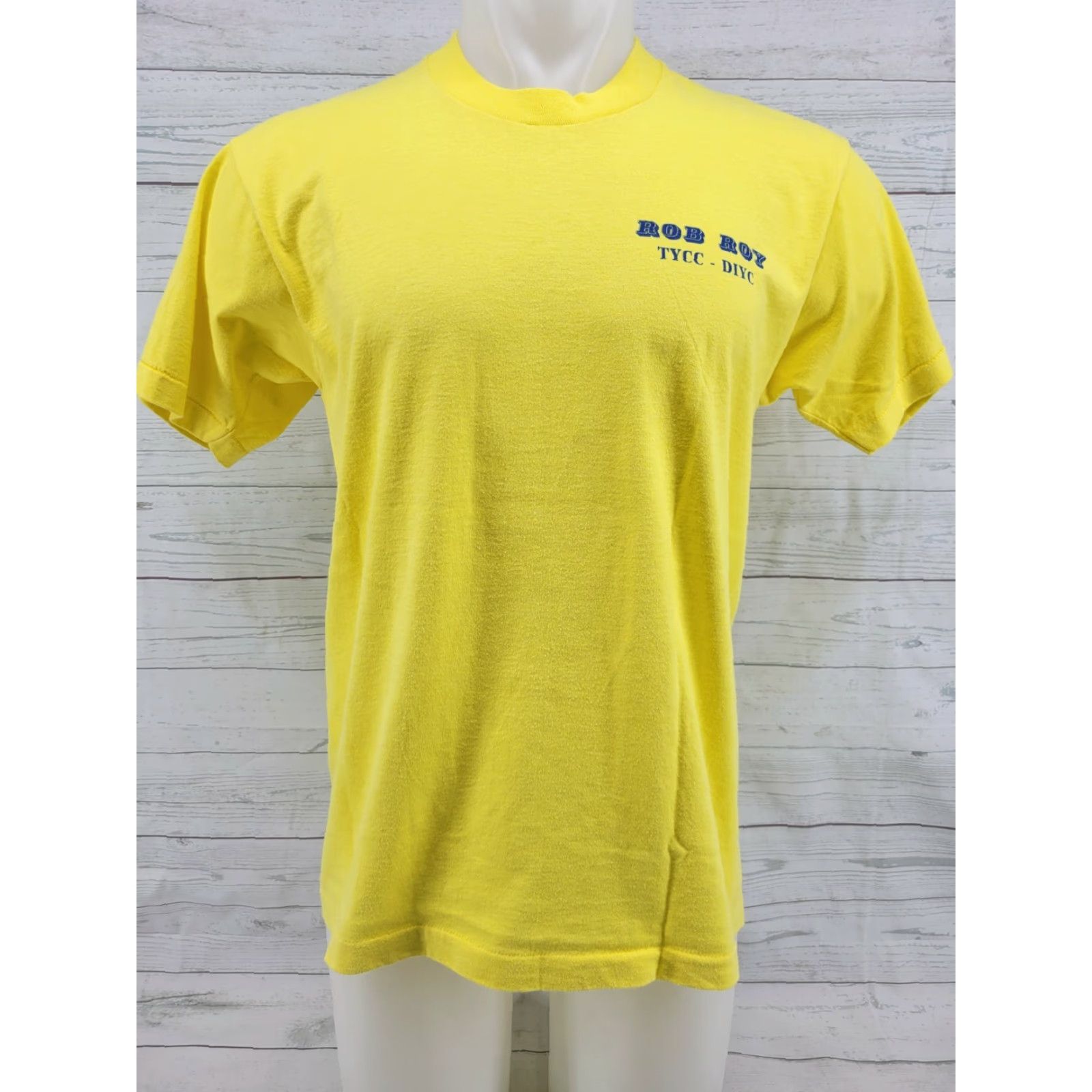 Vintage Vintage Rob Roy Racing Team Single Stitch Yellow Shirt Large Mens T-Shirt 20" Pit Measurements Vintage Size US L / EU 52-54 / 3 - 2 Thumbnail