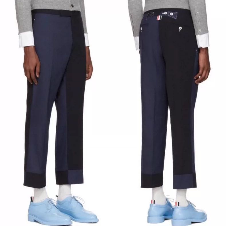 Thom Browne Thom Browne size3 Blue and white patchwork illusion suit pa Size 38R - 9 Thumbnail