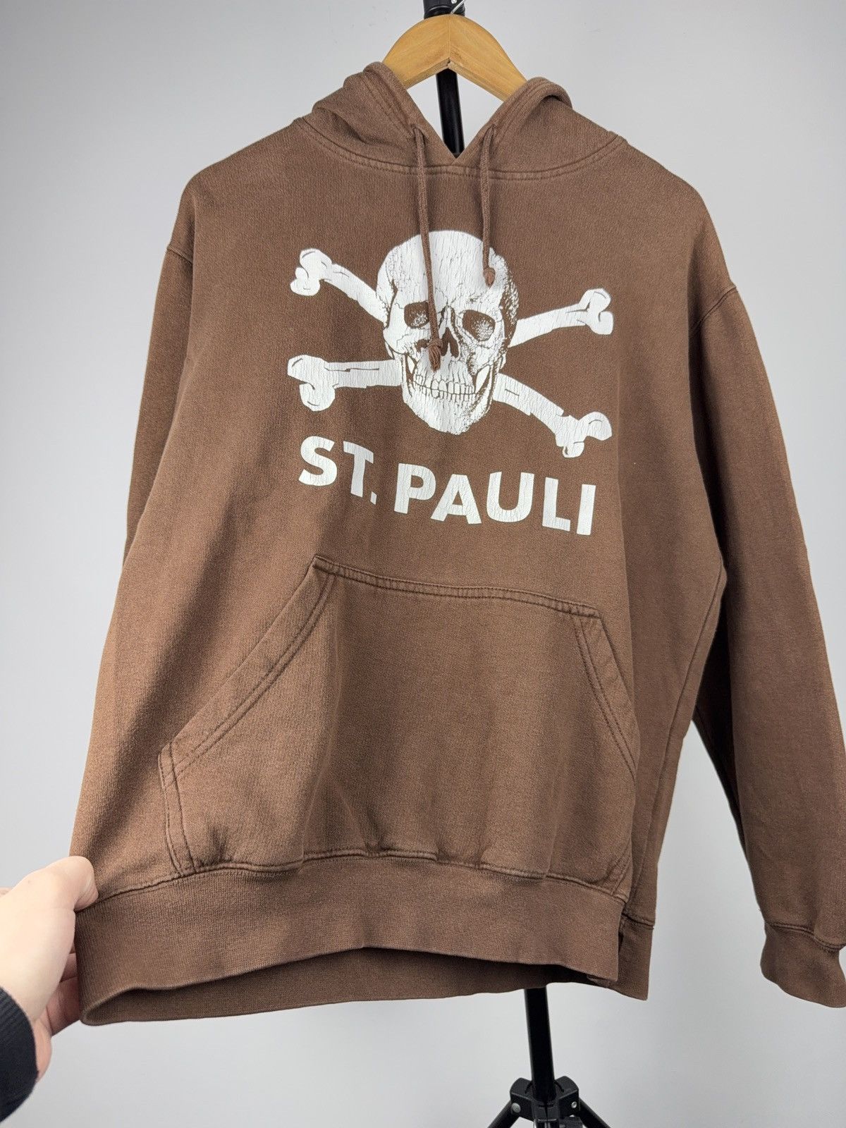 Vintage FC St Pauli Skull Hoodie Totenkopf Brown Pullover Streetwear Size US L / EU 52-54 / 3 - 3 Thumbnail