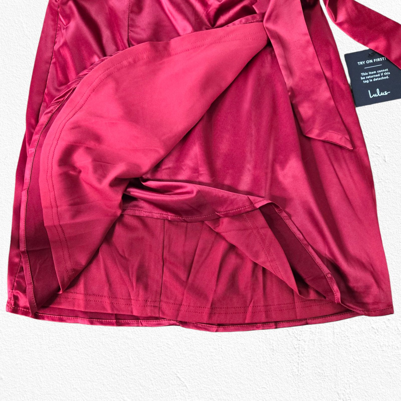 Other Lulus Red Satin Faux Wrap Mini Dress Size Medium Size M / US 6-8 / IT 42-44 - 12 Thumbnail