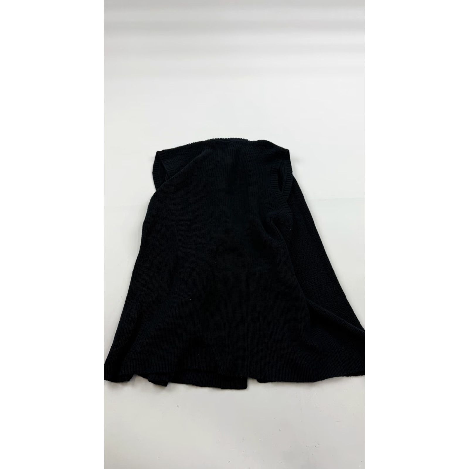 Talbots Ann Taylor Sleeveless Vest Womens Small Black Knit Belted Shawl Collar Sweater Open Front Size S / US 4 / IT 40 - 7 Thumbnail