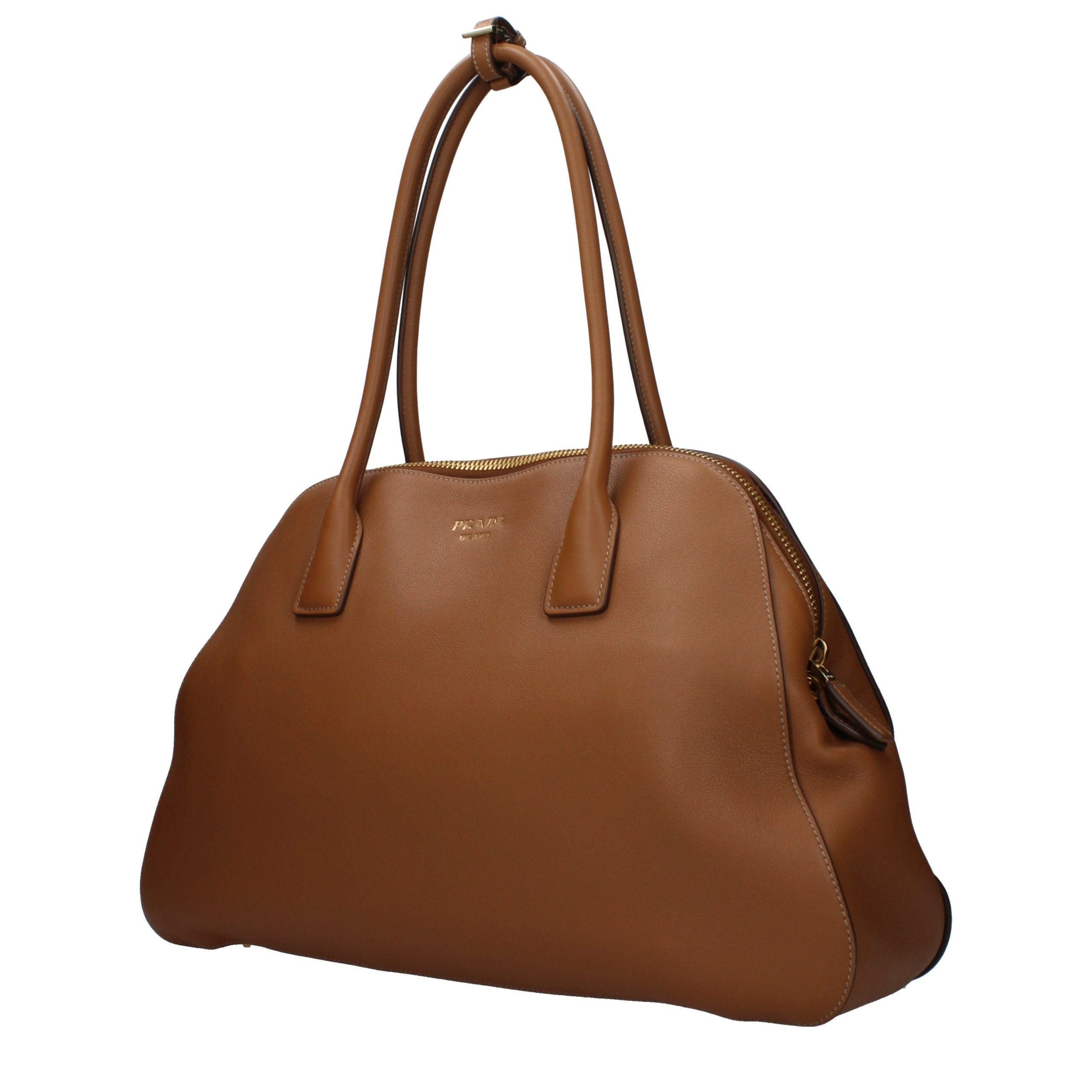 Prada Prada Brown Leather Shoulder Bag Size ONE SIZE - 2 Thumbnail