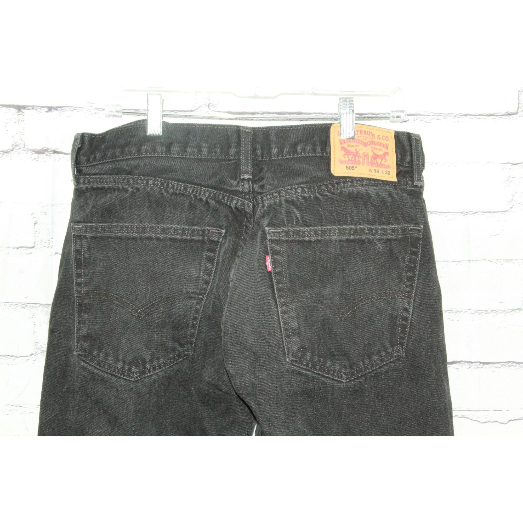 Levi's Levi's Men's 505 Regular Fit Jeans Straight Leg Black Size 3 Size US 36 / EU 52 - 4 Thumbnail