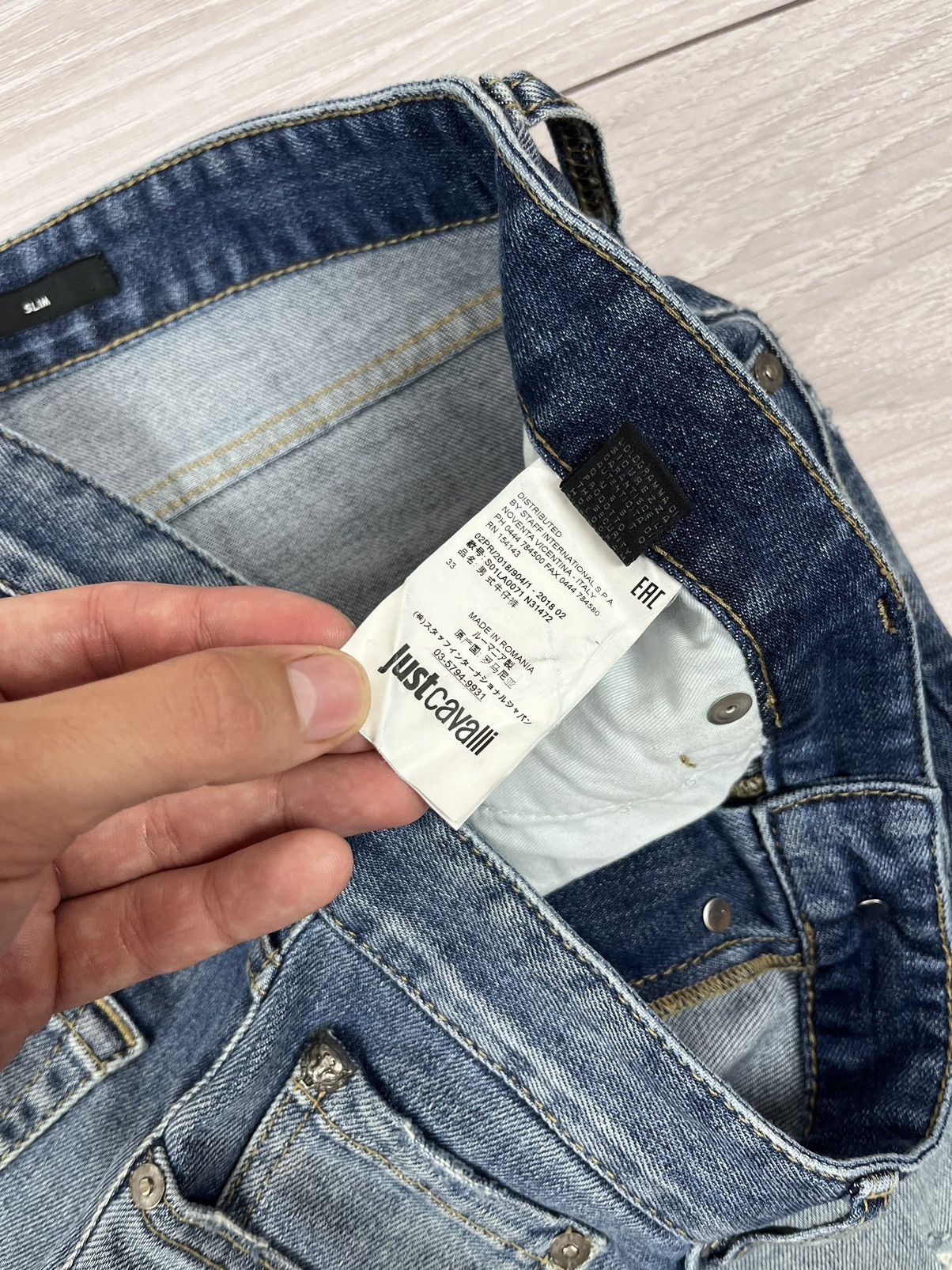Just Cavalli Just Cavalli Italy Blue Denim Patchwork Slim Jeans Pants Size US 34 / EU 50 - 10 Thumbnail