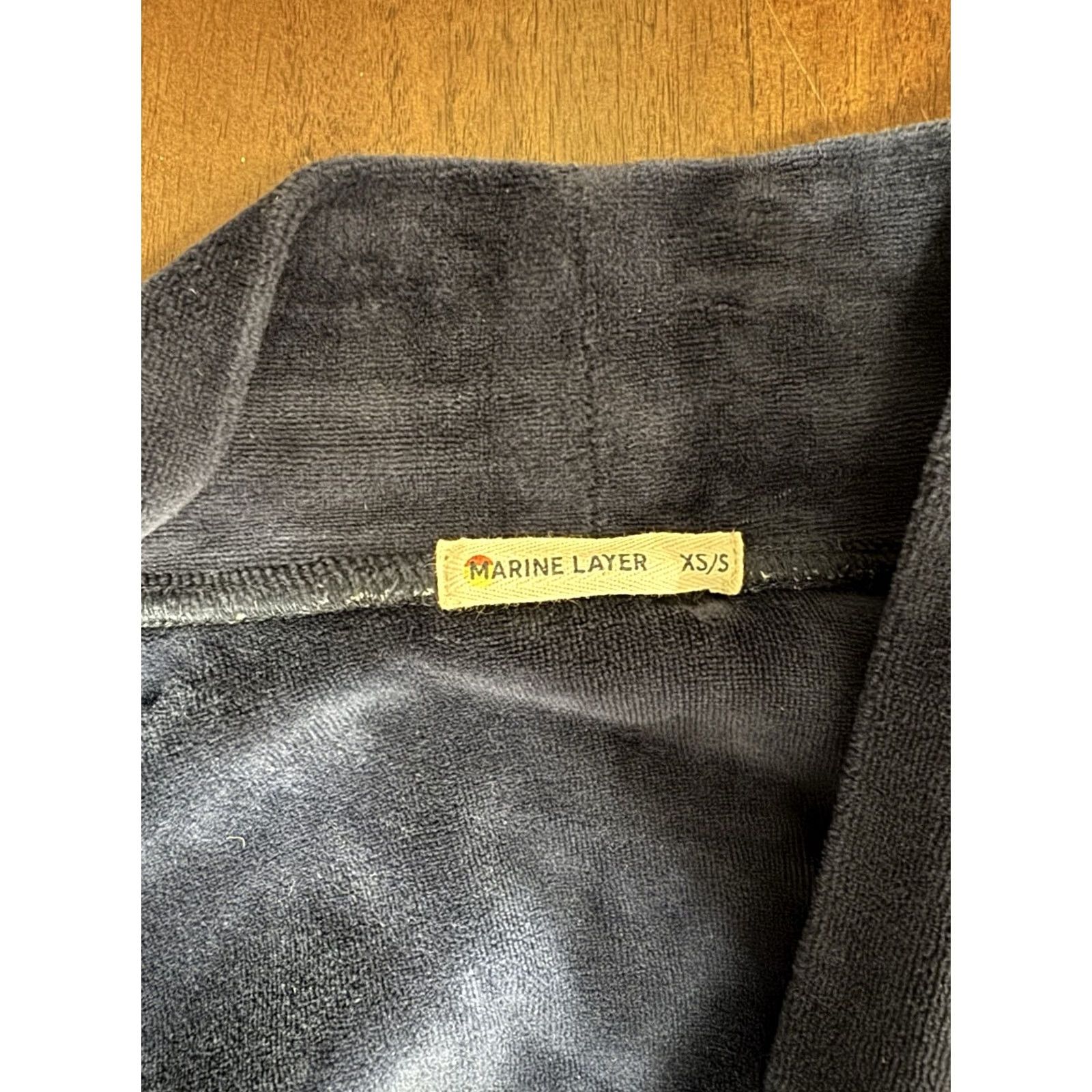 Marine Layer Marine Layer Bathrobe Blue Cotton Blend Tie Closure Unisex Adults S Regular XS/S Size ONE SIZE - 2 Thumbnail