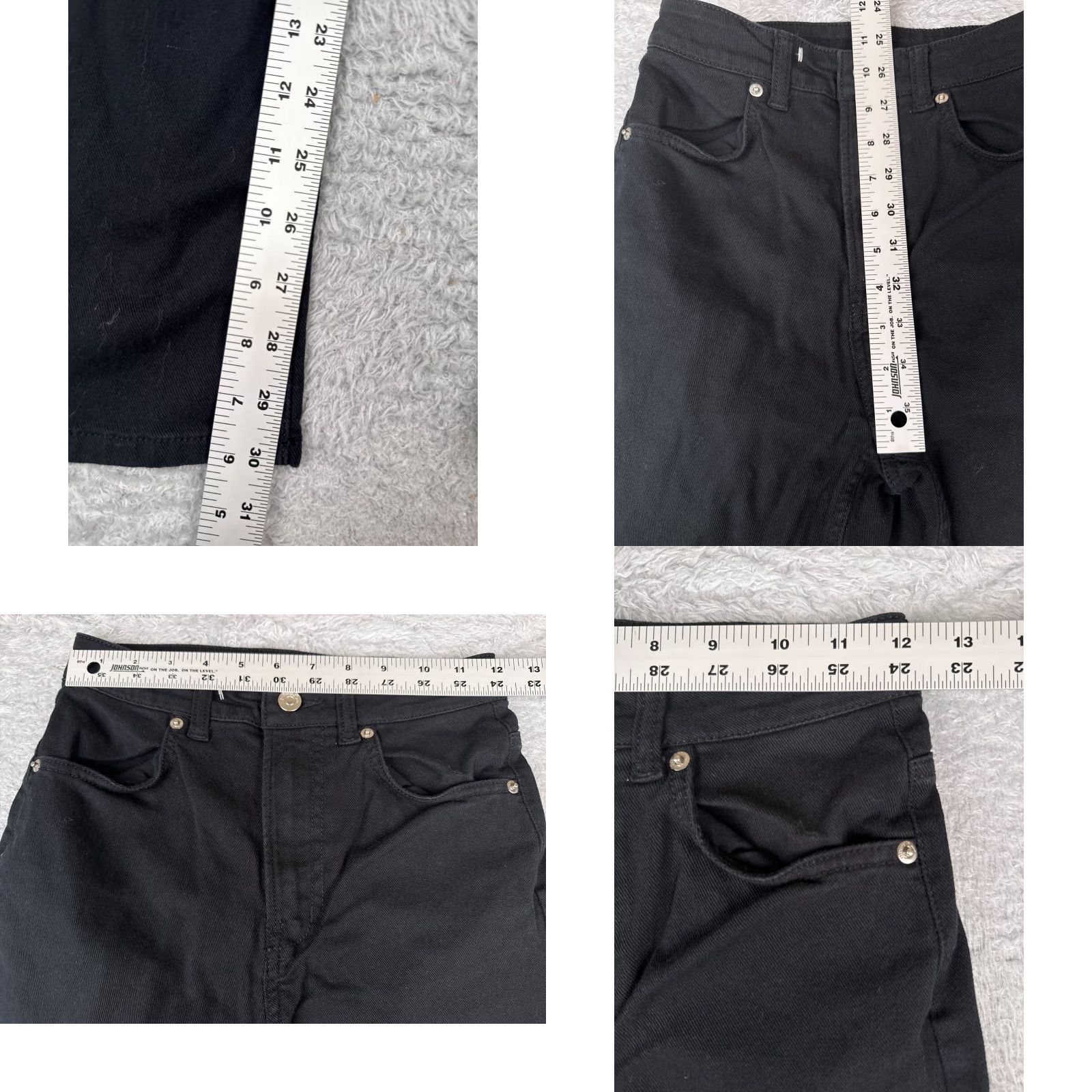Vintage Divided Jeans Womens 2 Black Denim Wide Leg High Rise Cotton Blend Zip Fly 24x30 Size 26" / US 2 / IT 38 - 8 Thumbnail