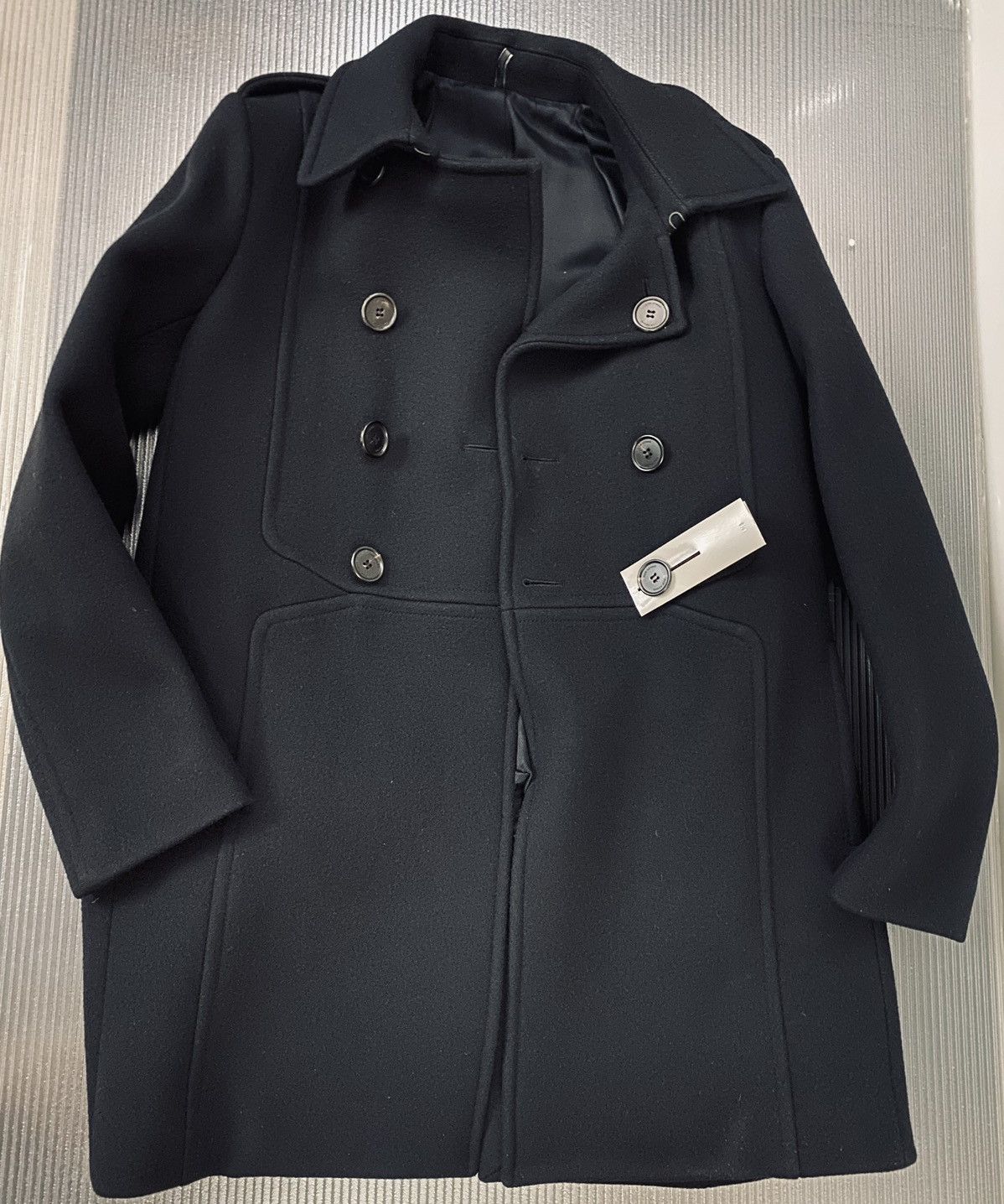 Dior Dior Homme 🇮🇹 x Hedi Slimane Navy Felted Wool Peacoat 48 NWT Size US M / EU 48-50 / 2 - 11 Thumbnail