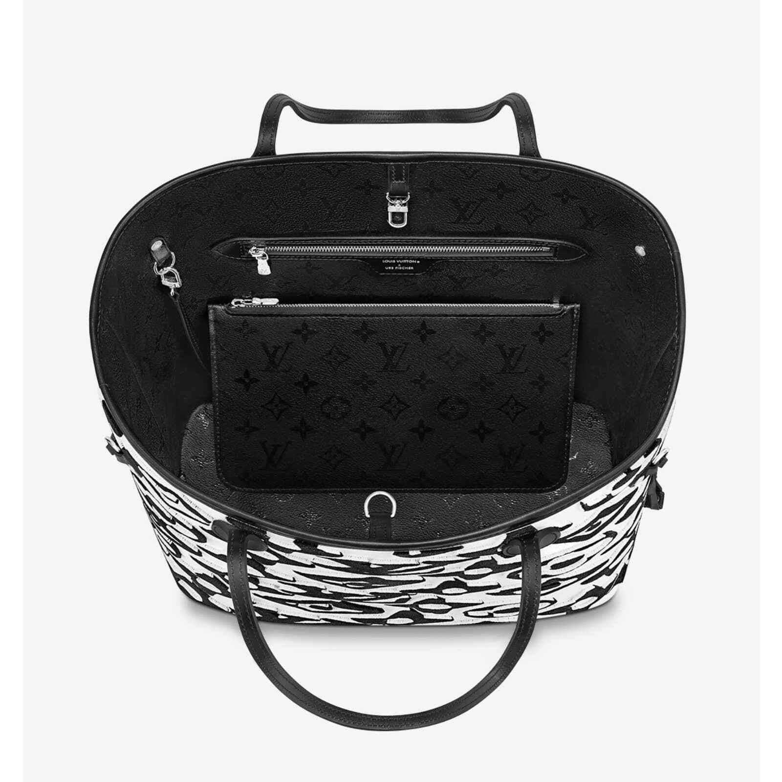 Louis Vuitton Louis Vuitton Neverfull Black White Handle Shoulder Bag Size ONE SIZE - 11 Thumbnail