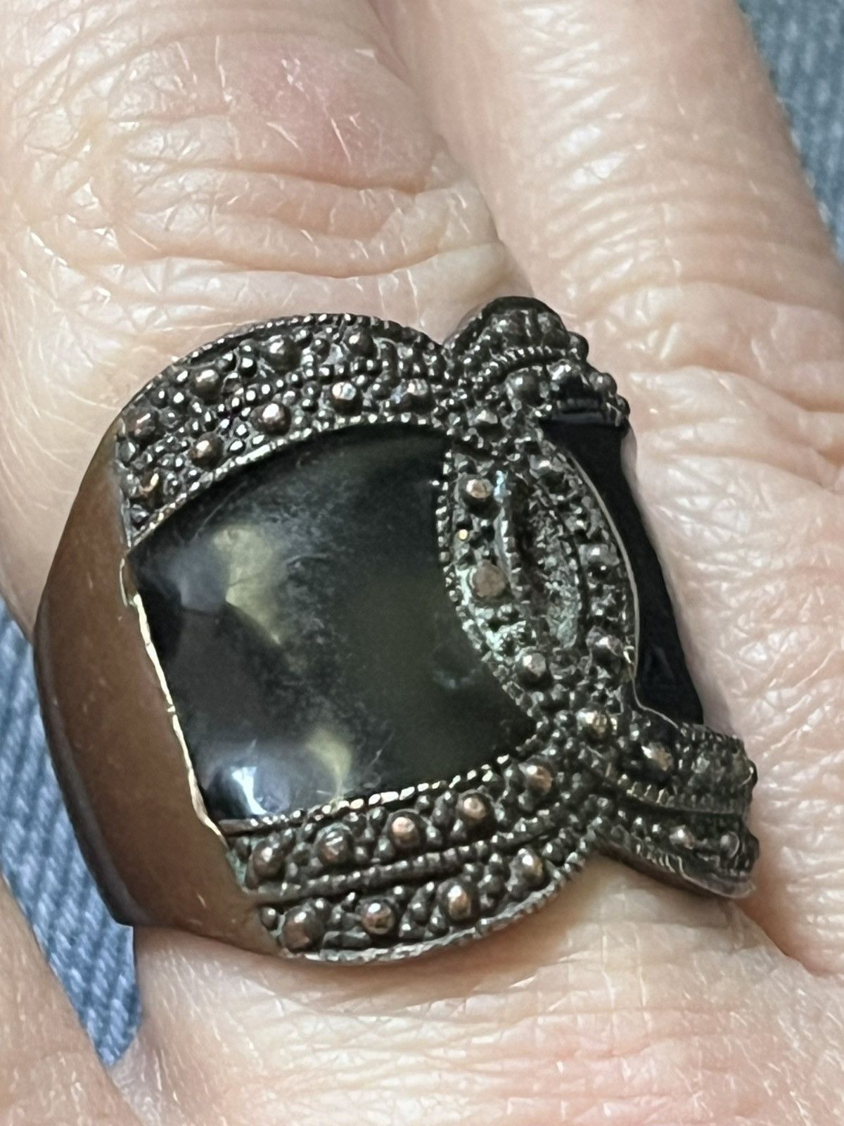 Other Art Deco Black Enamel Copper Tone Wide Band Ring Size 9 Size ONE SIZE - 4 Thumbnail