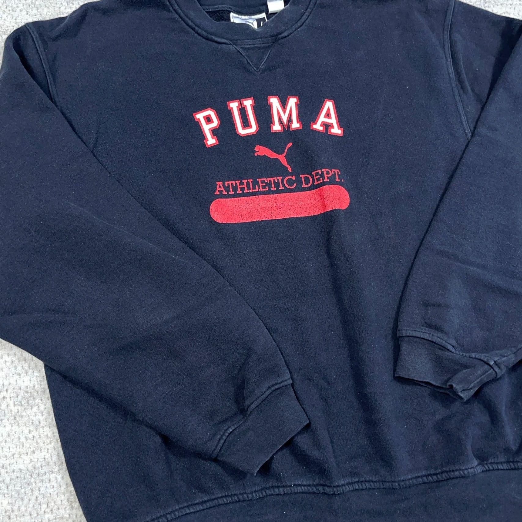Puma VINTAGE PUMA Sweatshirt Men L Black Crewneck Logo Embroidered 90s Retro Pullover Sweatshirt - Cotton Blend Heavyweight Size US L / EU 52-54 / 3 - 4 Thumbnail