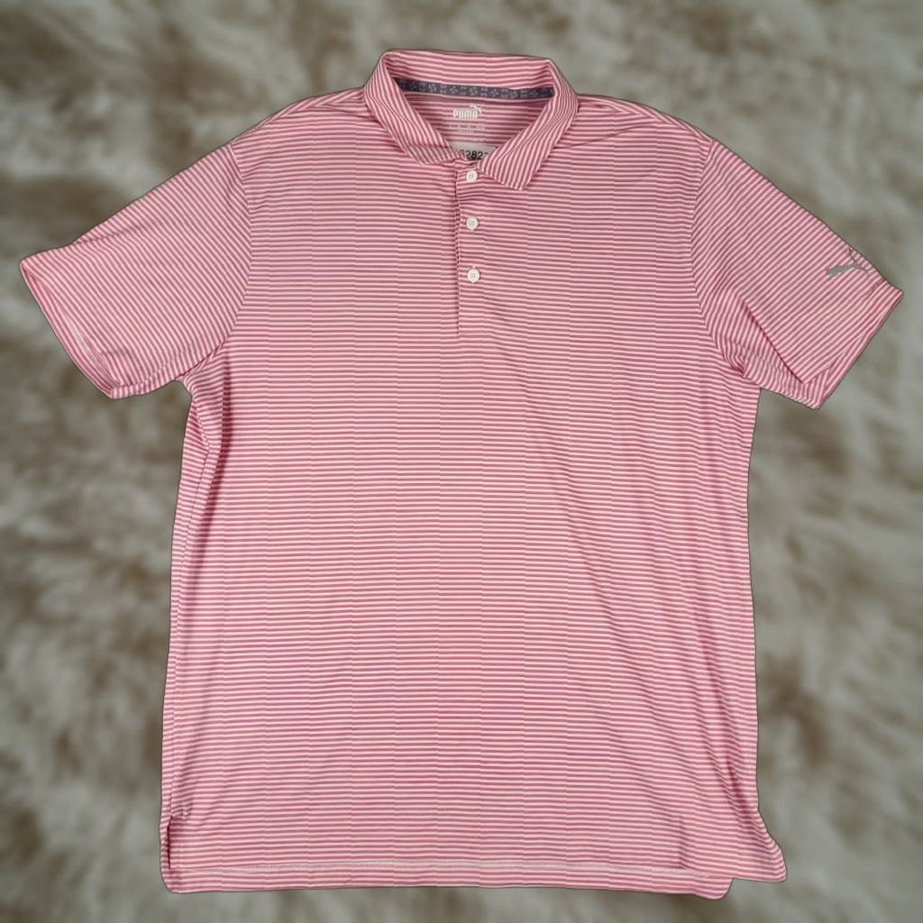 Puma Puma Polo Shirt Mens Size L Pink Striped Golf Casual Short Sleeve Polo Shirt Mens L Pink Striped Golf Casual Short Sleeve Size US L / EU 52-54 / 3 - 1 Thumbnail