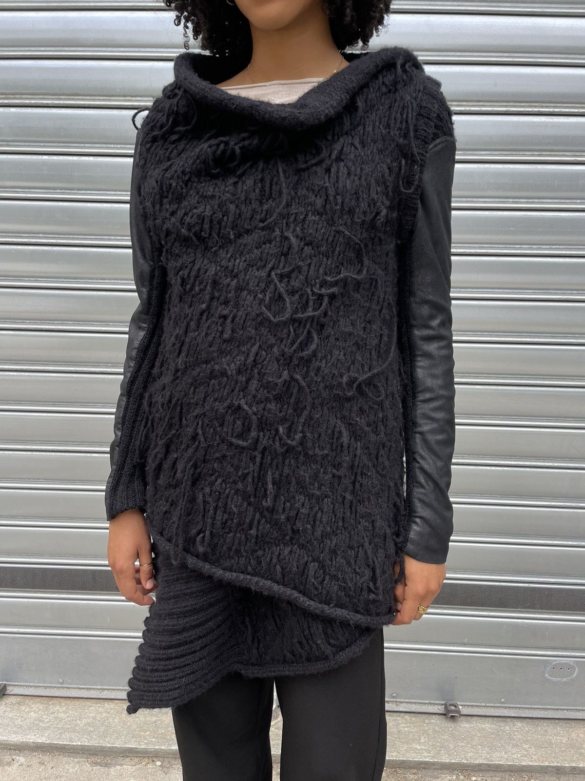 Isabel Benenato Isabel Benenato A/W 2011-2012 Cardigan Wool/Leather Size L / US 10 / IT 46 - 1 Thumbnail
