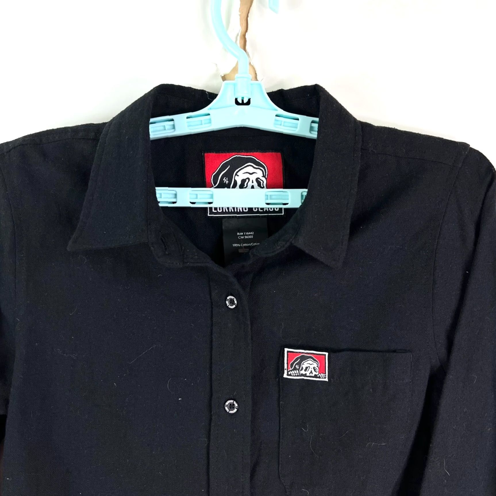 Vintage Lurking Class Button-Up Shirt Womens Size S Black Yin Yang Lightweight Flannel Long Sleeve Casual Size S / US 4 / IT 40 - 4 Thumbnail