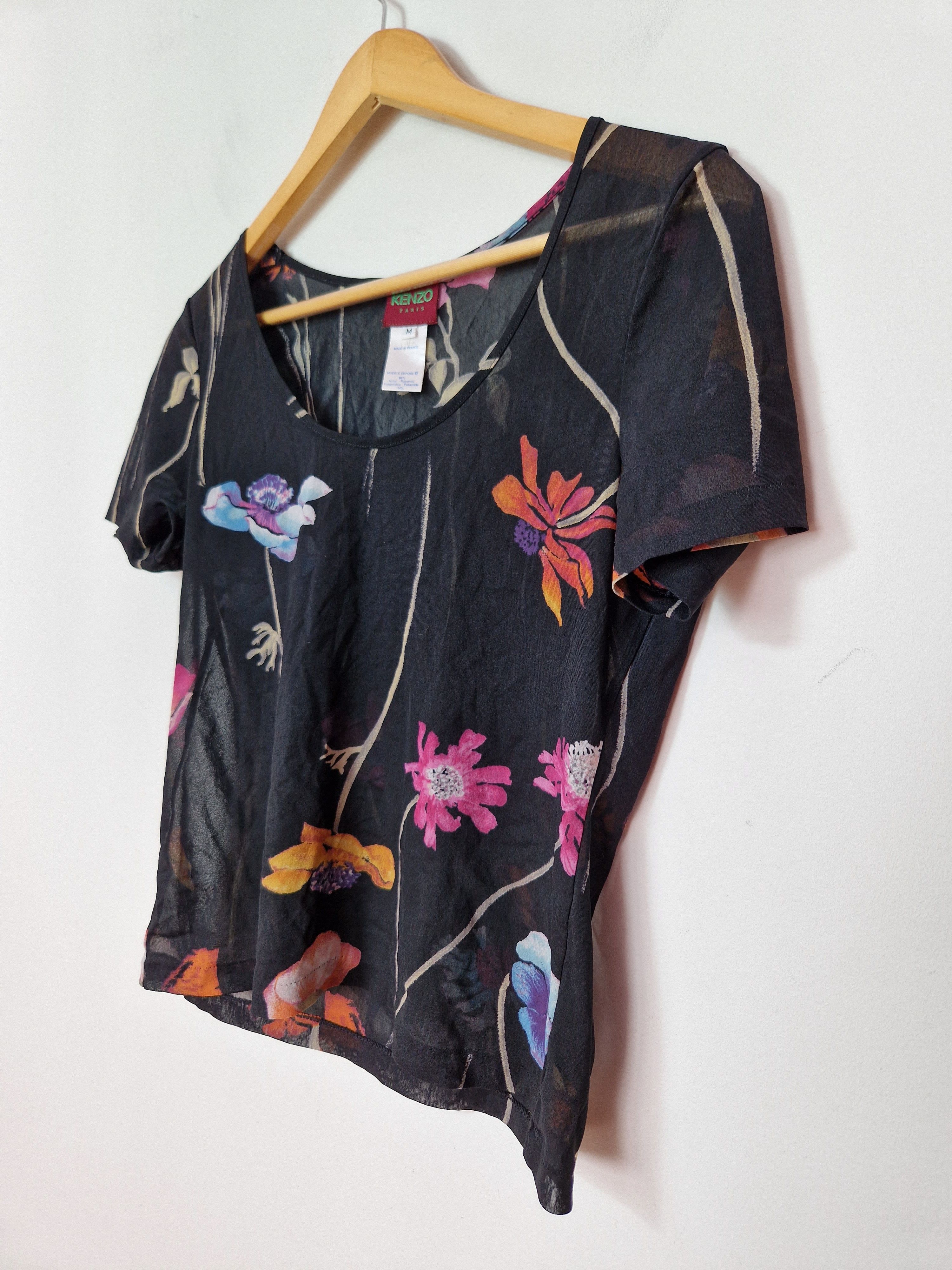 Kenzo × Vintage Kenzo floral transparent mesh top gaultier y2k avant garde Size M / US 6-8 / IT 42-44 - 6 Thumbnail