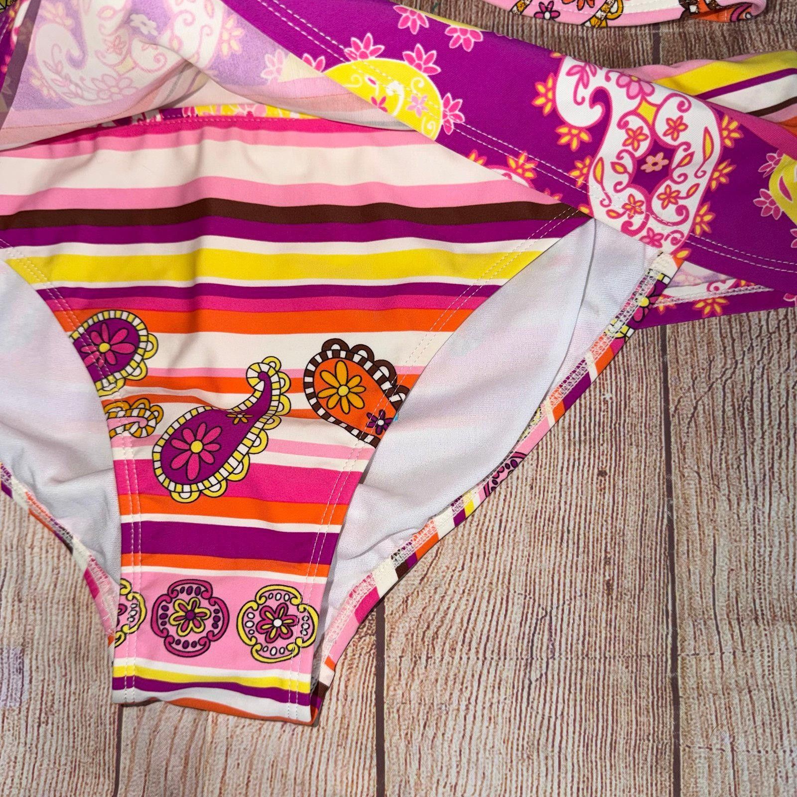 Other No Boundaries Juniors XL Paisley Striped Bikini NWT Size ONE SIZE - 5 Thumbnail