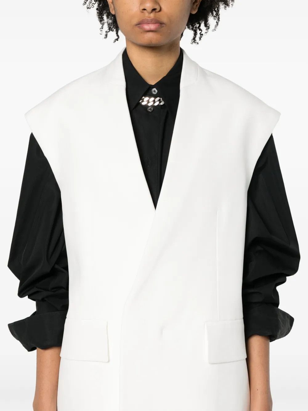Jil Sander o1y0925 V-Neck Blazer in White Size S / US 4 / IT 40 - 2 Thumbnail