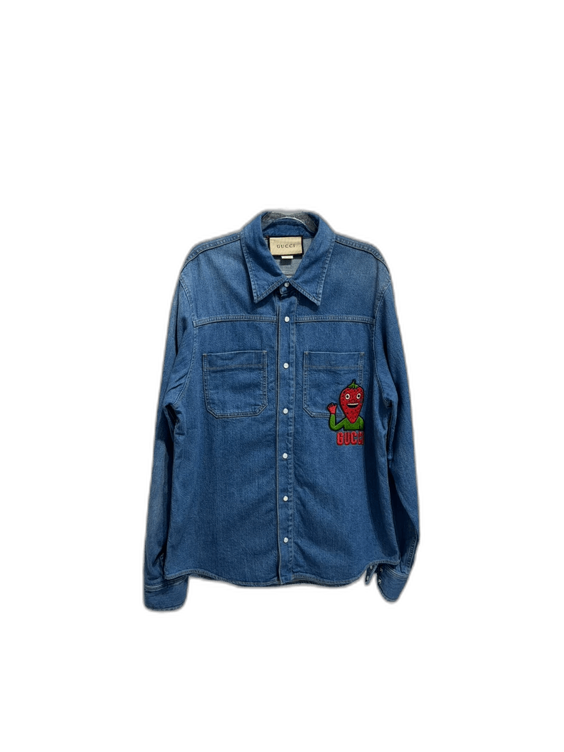 Gucci Strawberry Embroidery Denim Shirt Jacket-2508