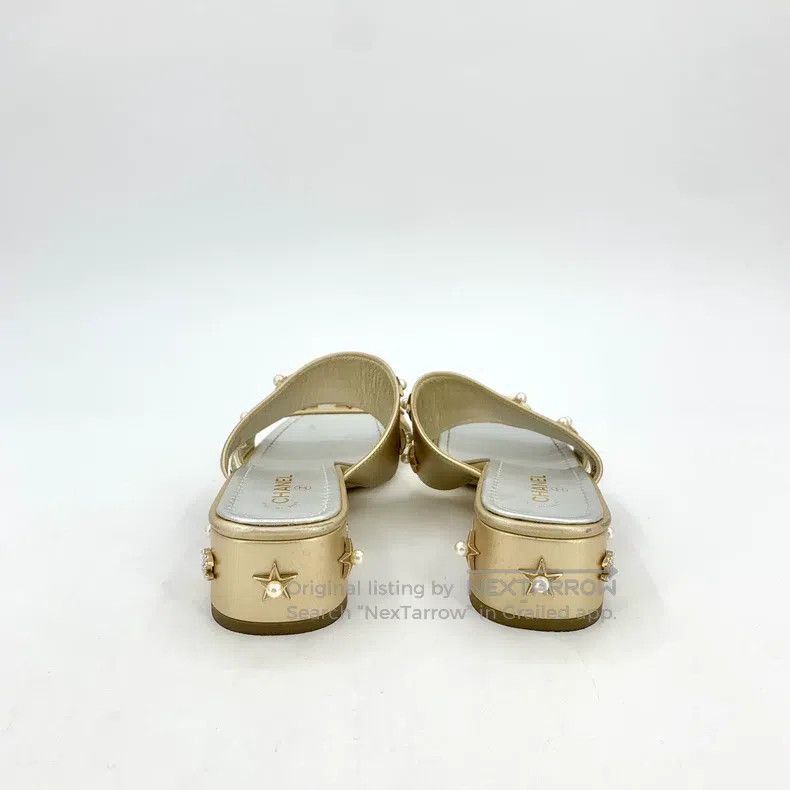 Chanel Chanel Metal five-pointed star pearl decoration thick-heel Size US 5.5 / IT 35.5 - 4 Thumbnail