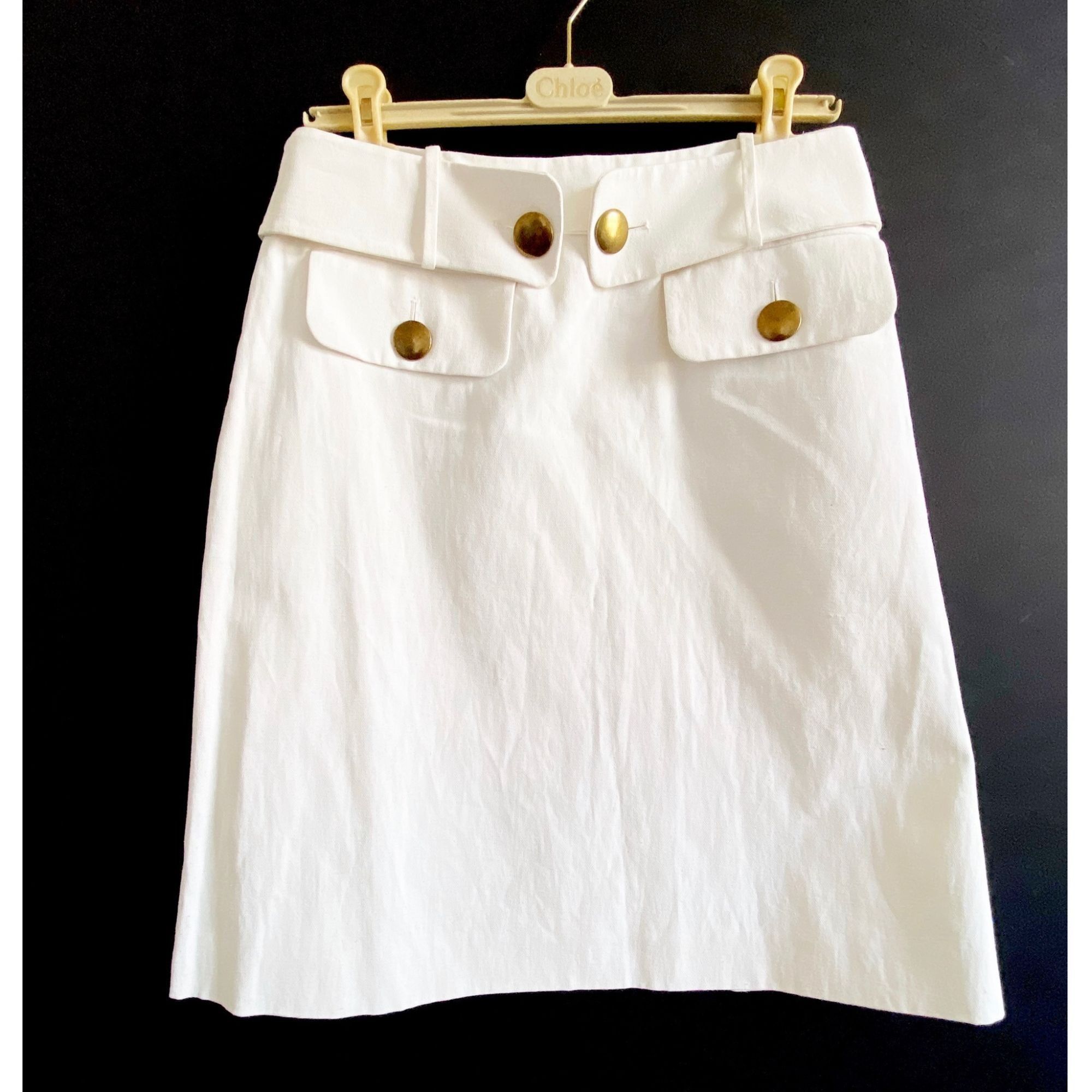 Chloe Chloe SS06 Linen Cotton Skirt Naturel FR40 Made in France Size 28" / US 6 / IT 42 - 1 Thumbnail