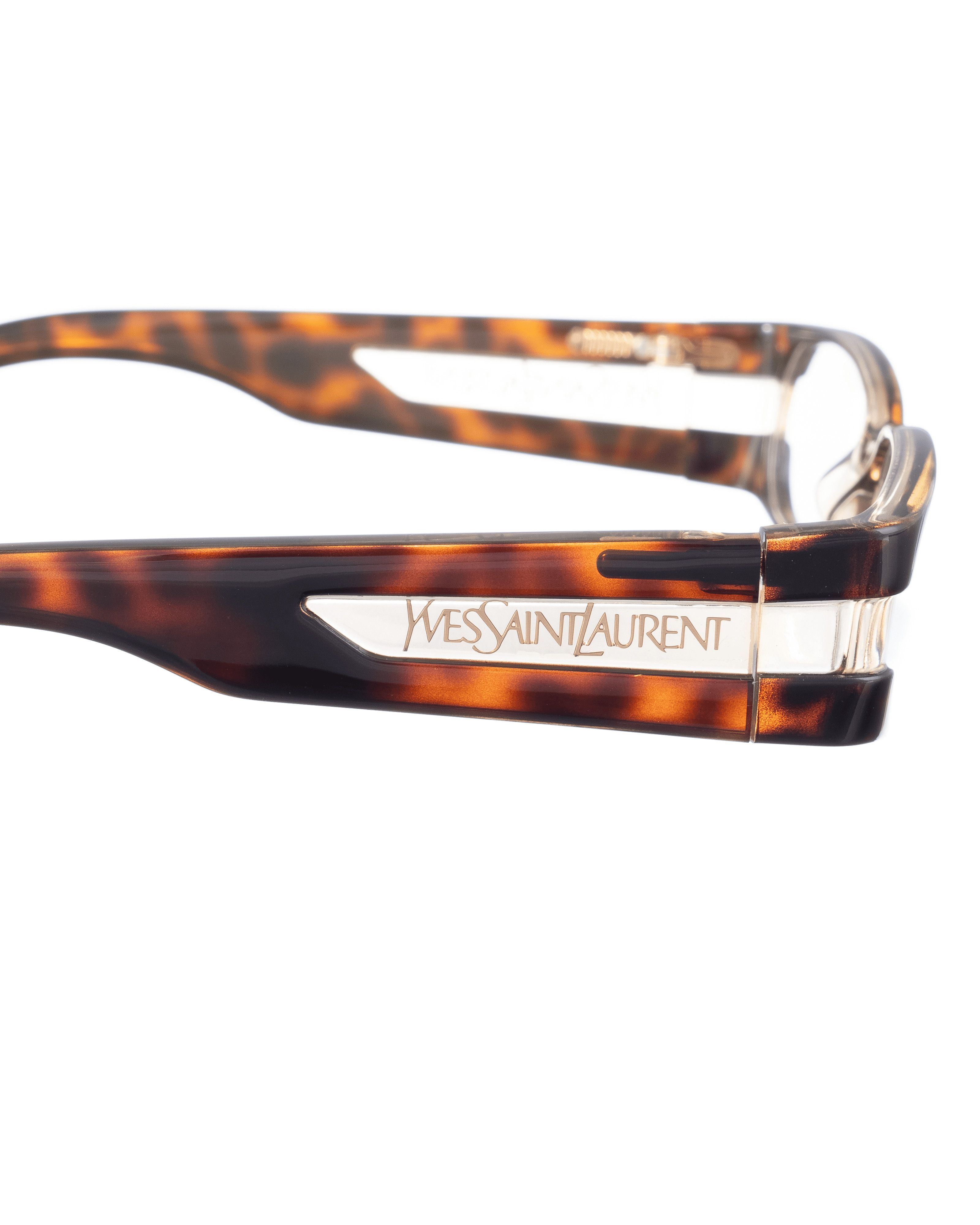 Vintage × Yves Saint Laurent Yves Saint Laurent 00s Brown Havana and Clear Glasses Size ONE SIZE - 3 Thumbnail