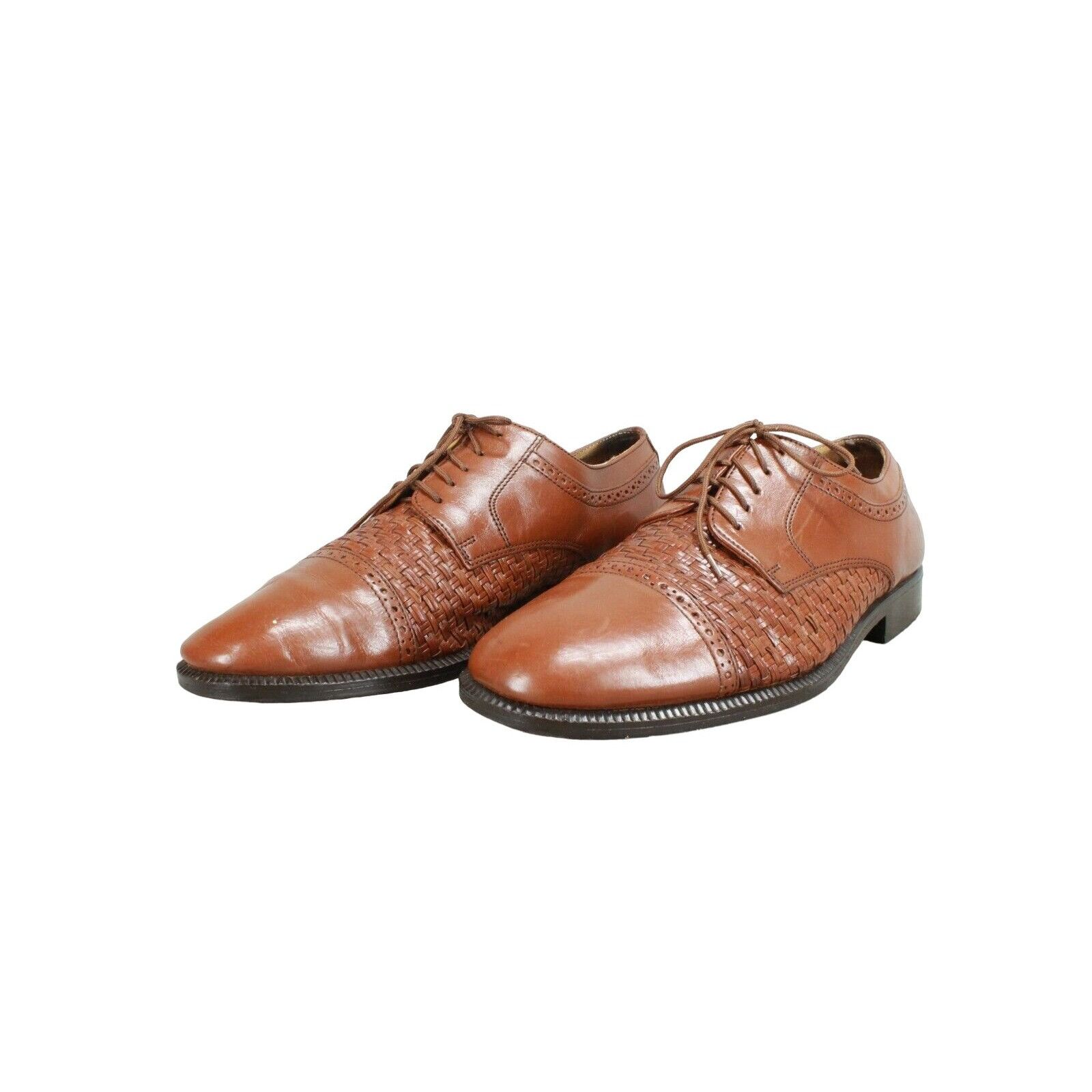 Leather × Stanley Blacker Stanley Blacker Men's Weave Cap Toe Dress Oxford Shoes Size US 10 / EU 43 - 2 Thumbnail