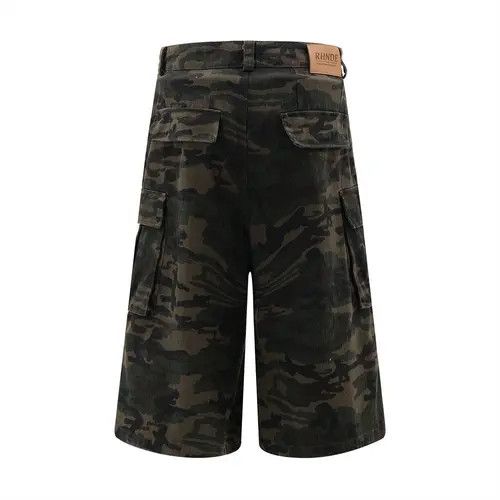 VIBE Men's oversize embroidered rose camouflage denim shorts Size US 32 / EU 48 - 3 Thumbnail