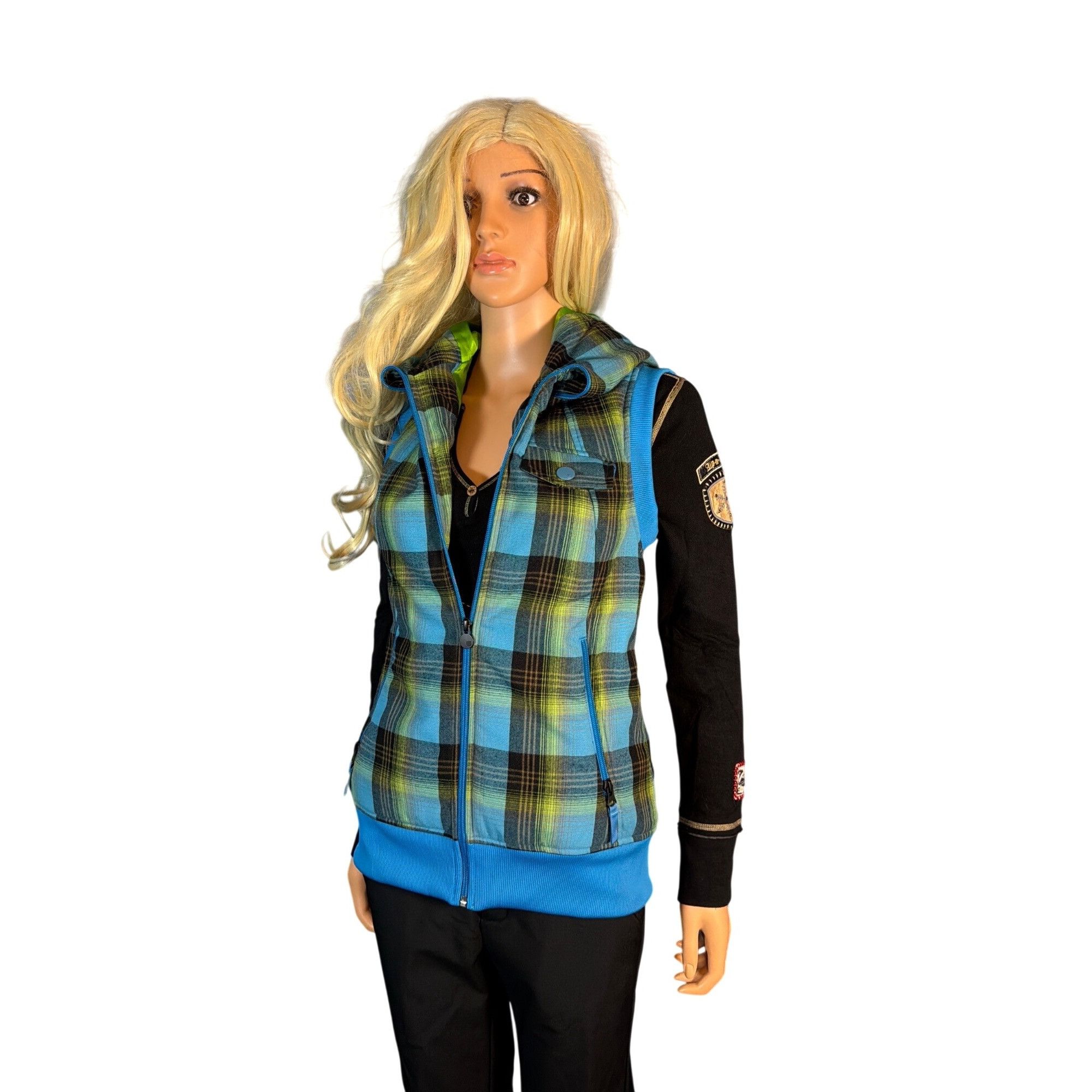 Burton Burton Dryride Vest Women’s S Blue Green Plaid Zip Up Hoodie Size S / US 4 / IT 40 - 3 Thumbnail