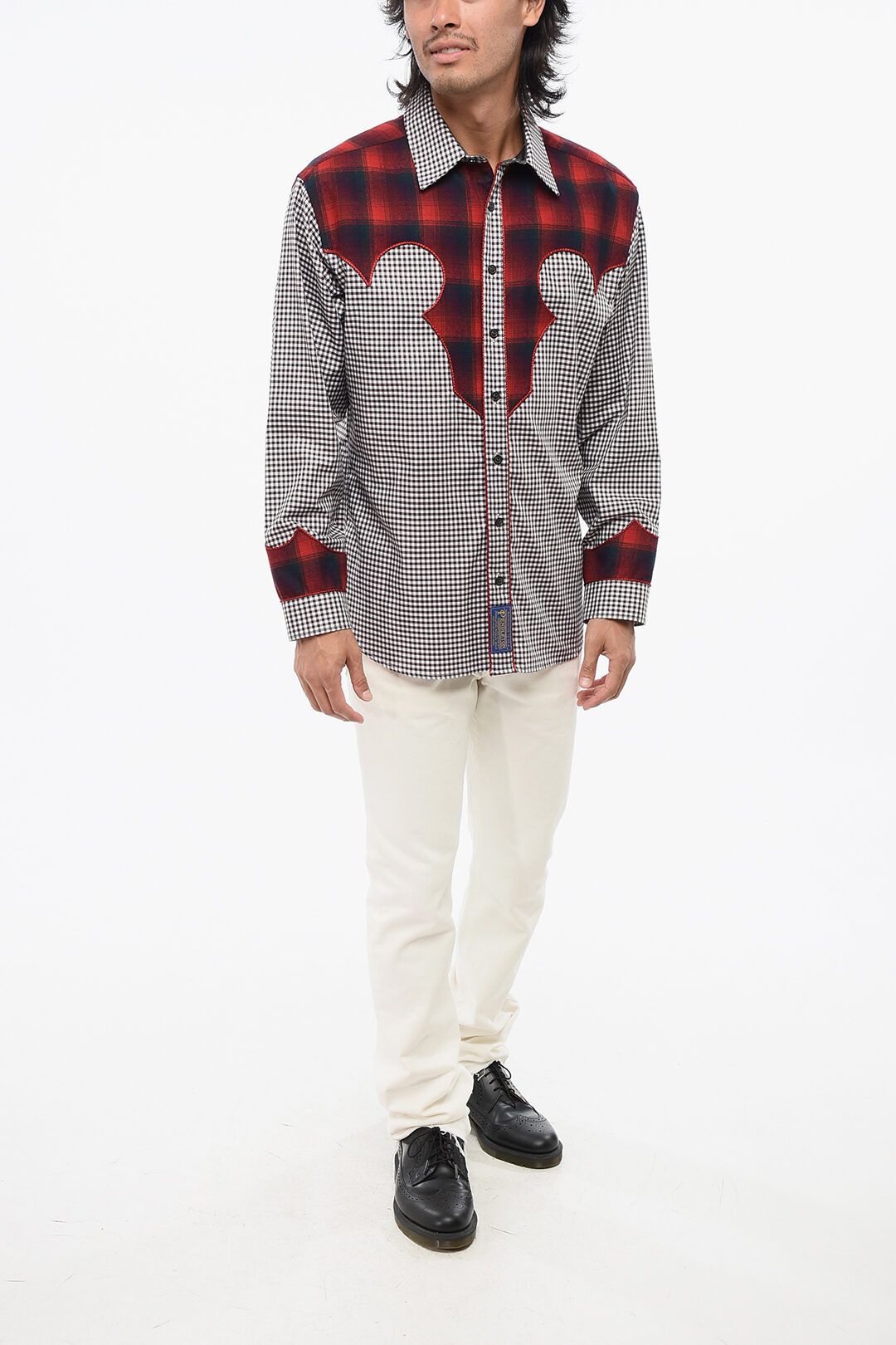 og1mm0825 Checked Cotton Shirt in Multicolor