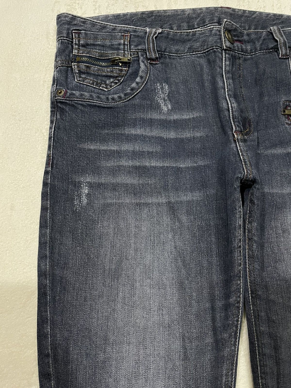 Japanese Brand Vintage Faded Distress Dark Blue Jeans Size US 38 / EU 54 - 5 Thumbnail