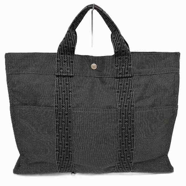 Hermes Hermes Hermes Herline MM Tote Bag Dark Gray Canvas Tote Bag in Good Condition Size ONE SIZE - 1 Thumbnail