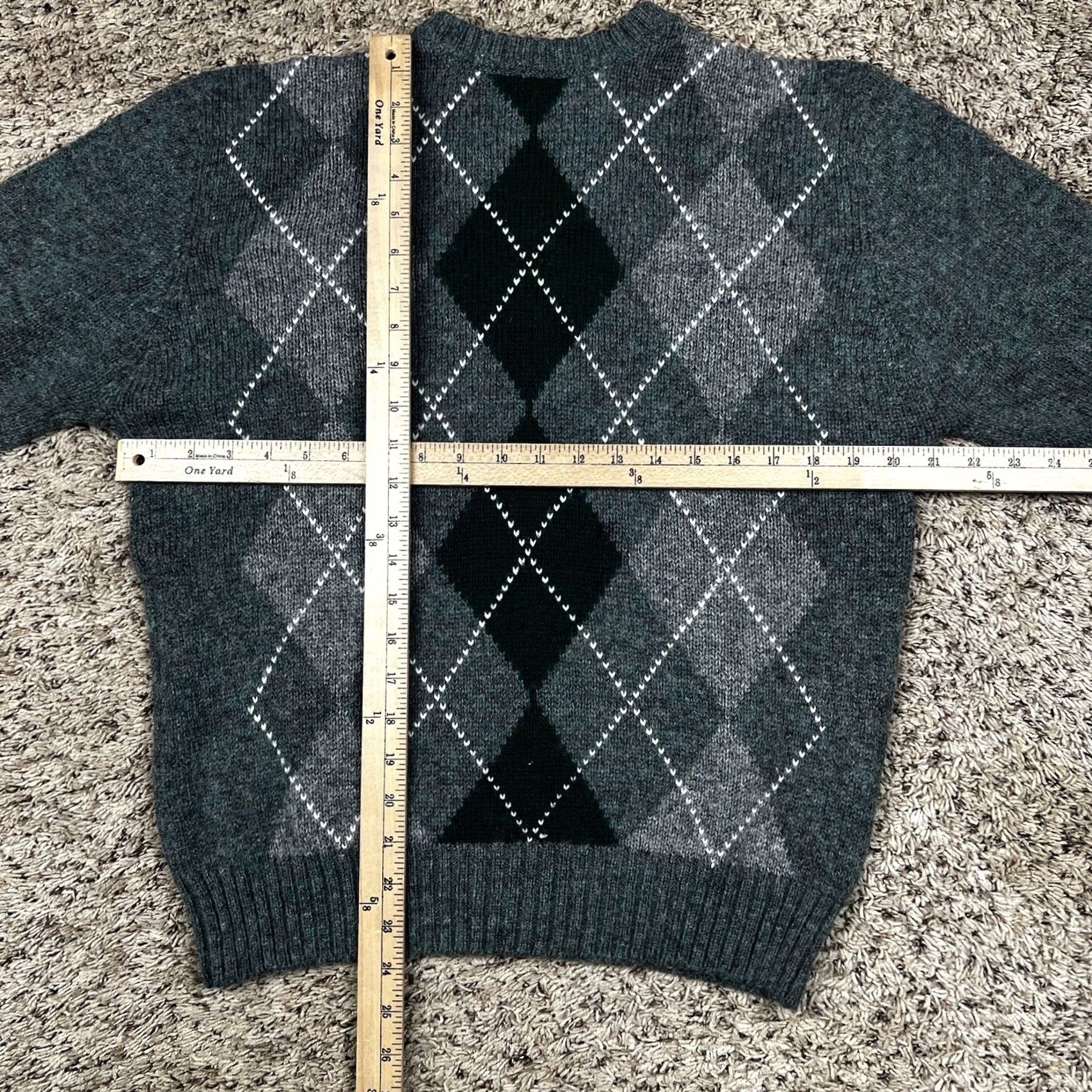 McGregor VINTAGE McGregor Argyle Knit Golf Sweater Mens M Pullover Gray Wool/Acrylic Crew Neck Long Sleeve Made USA Size US M / EU 48-50 / 2 - 7 Thumbnail