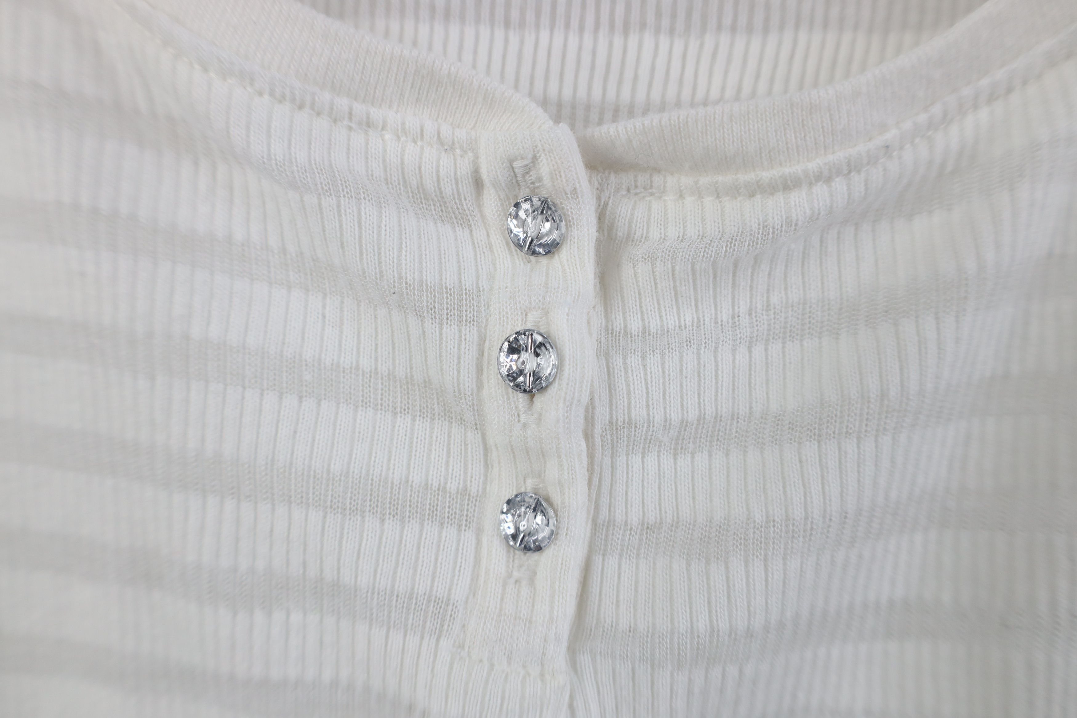 Juicy Couture Vintage Y2K Juicy Couture Sheer Striped Thermal Knit T-Shirt Size M / US 6-8 / IT 42-44 - 4 Thumbnail