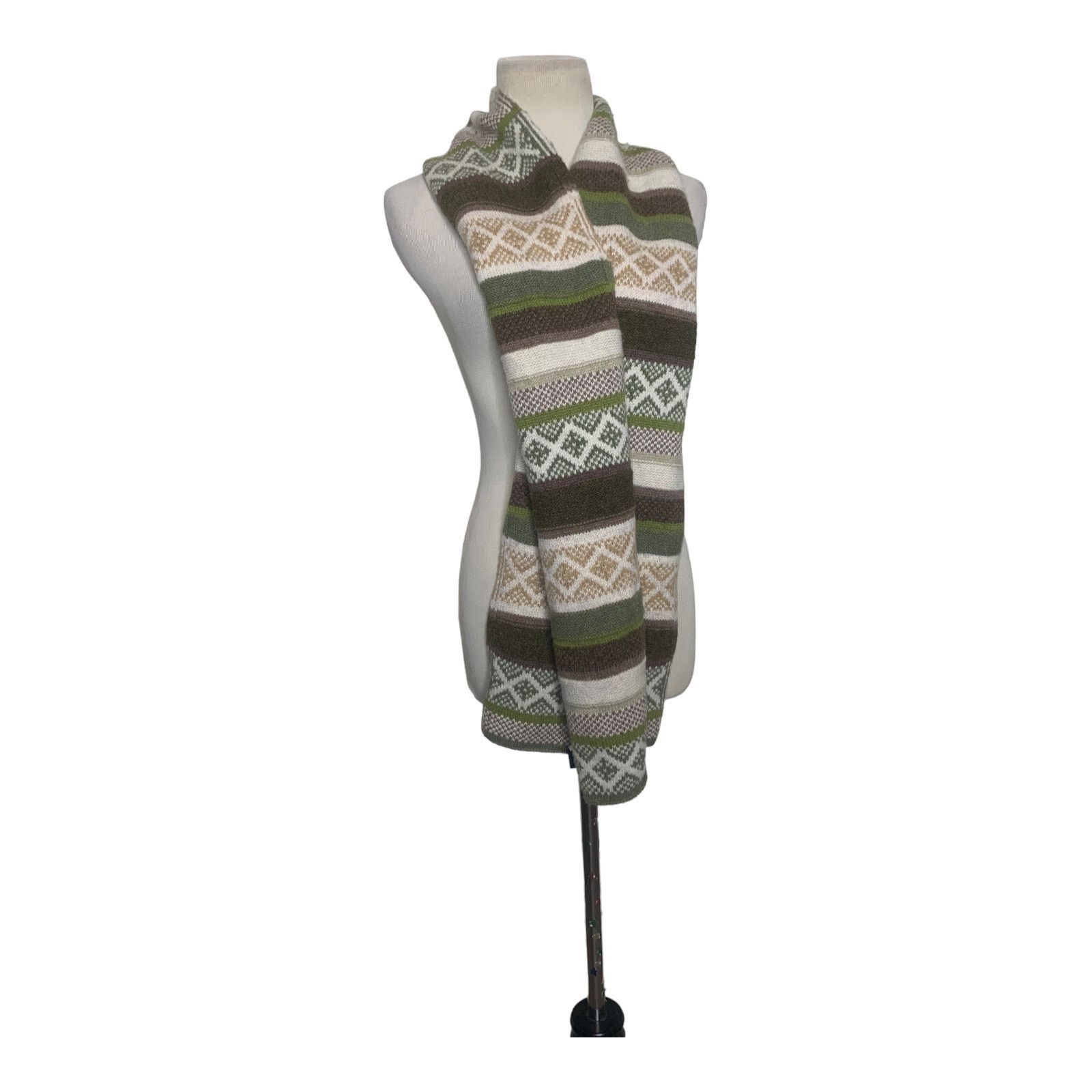 Gap Gap brown green lambswool knit scarf Size ONE SIZE - 1 Thumbnail