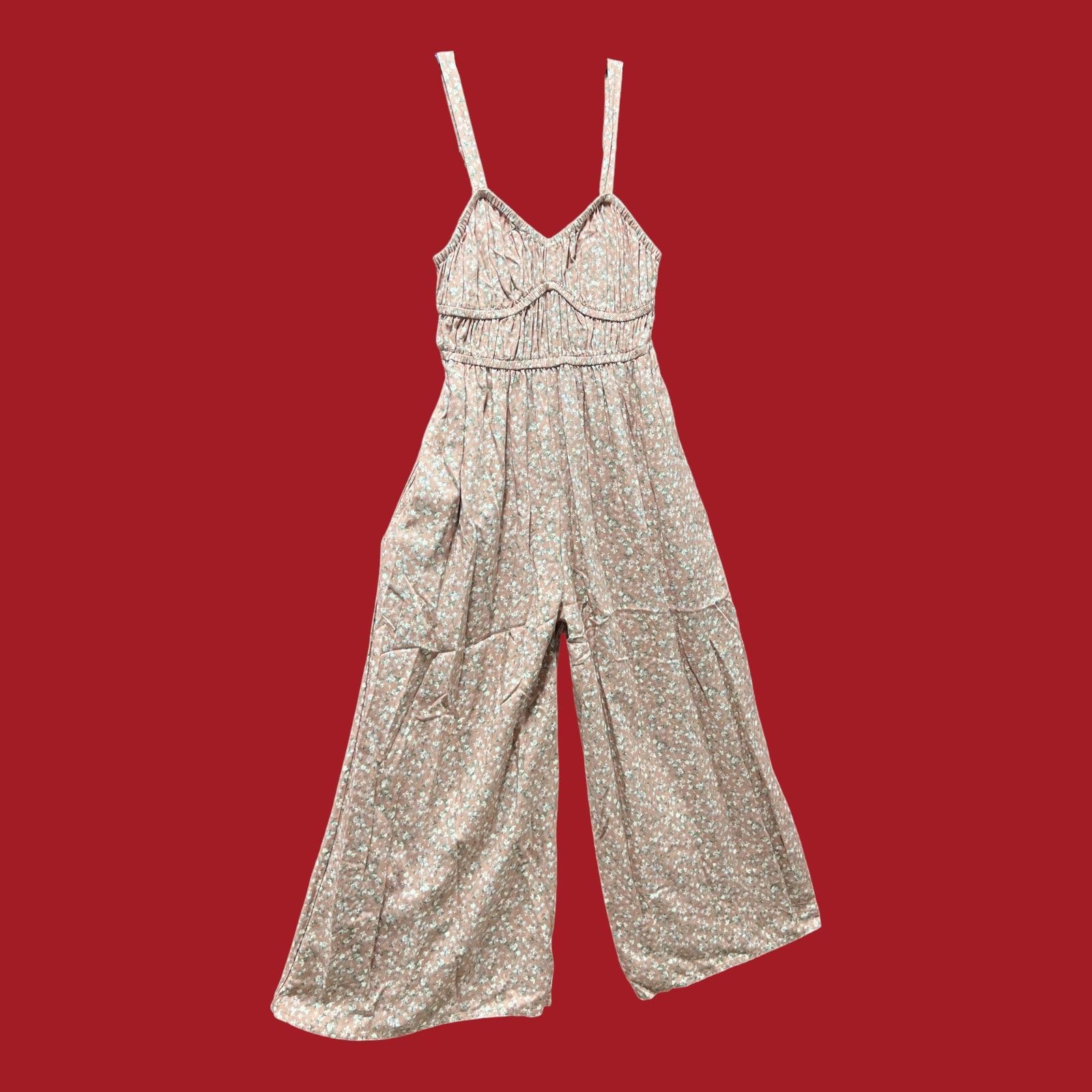 Arizona Jean Co. Arizona - Women's Sleeveless Jumpsuit - Juniors - Beige Flor Size 22" - 17 Thumbnail