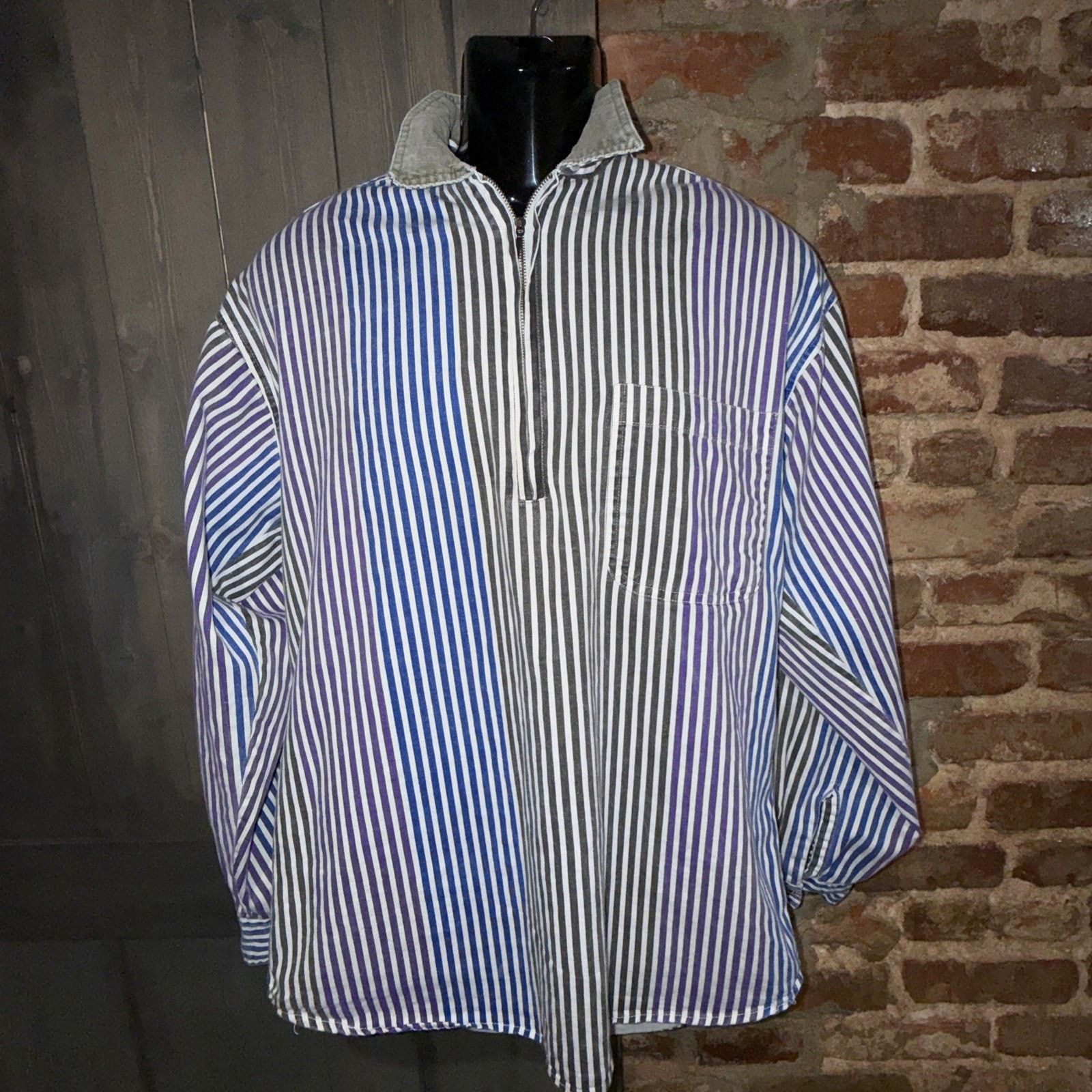 PB 0110 PB & Co. Men’s 90’s Striped Rugby Shirt Sz M 1/2 Zip preppy Size US M / EU 48-50 / 2 - 3 Thumbnail