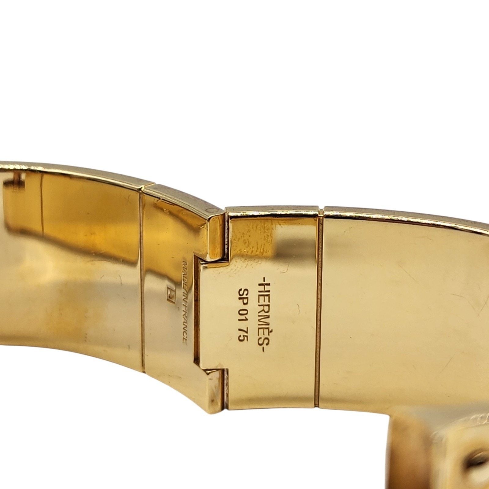 Hermes Charnière Uni Bracelet Gold-Tone Enamel Made in France Size ONE SIZE - 4 Thumbnail