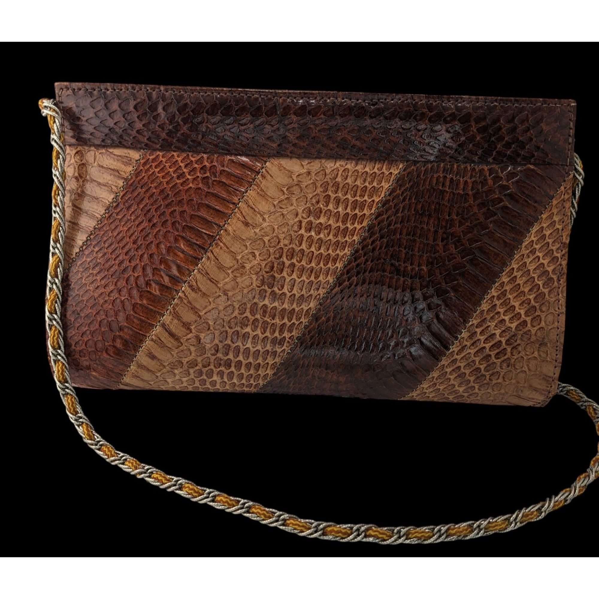 Other Vintage Patchwork Snakeskin Leather Clutch With Chain Strap Size ONE SIZE - 2 Thumbnail