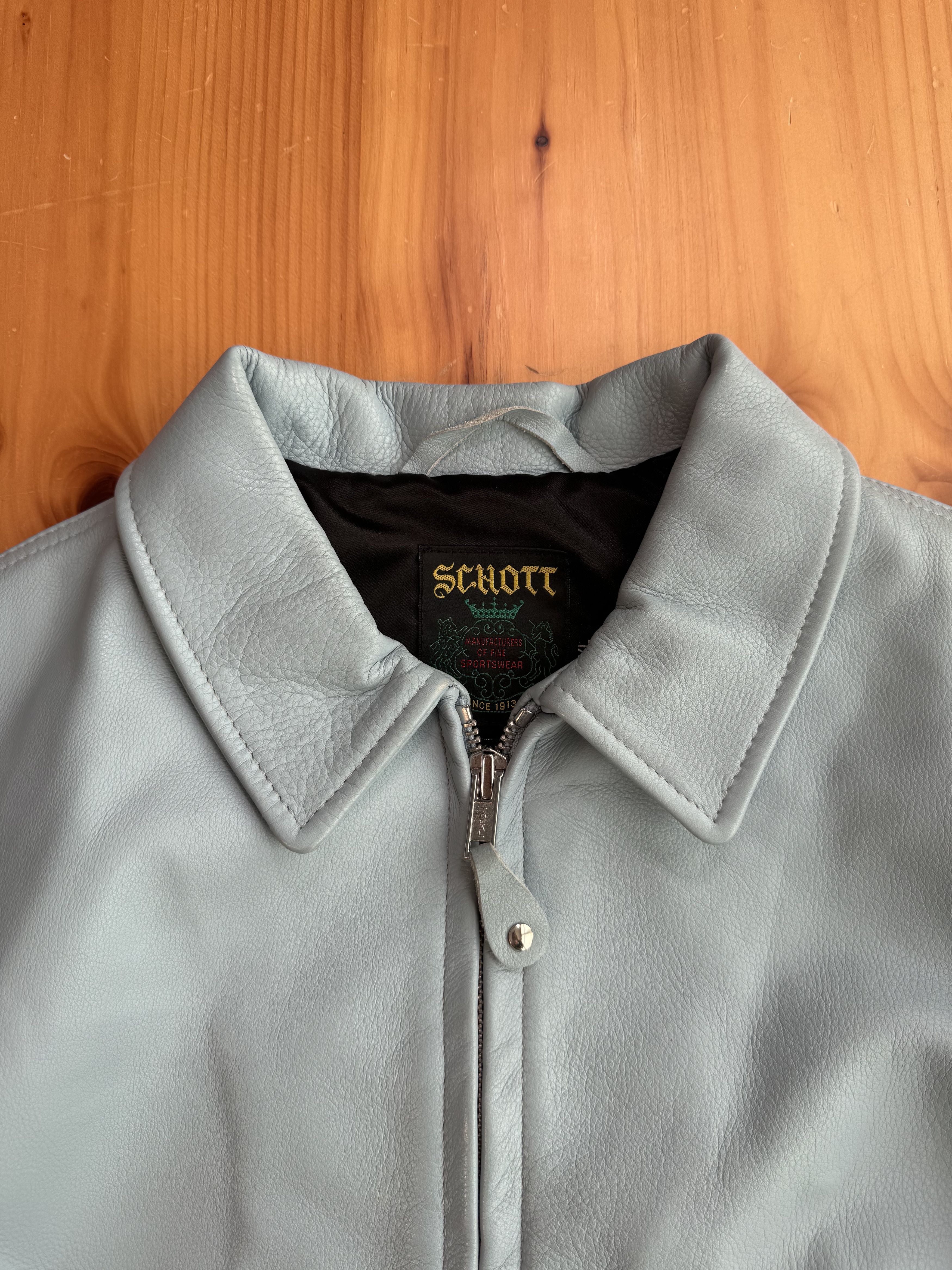 Schott × Supreme FW 2019 Supreme x Schott Blue Leather Bomber Jacket Size US XL / EU 56 / 4 - 8 Thumbnail