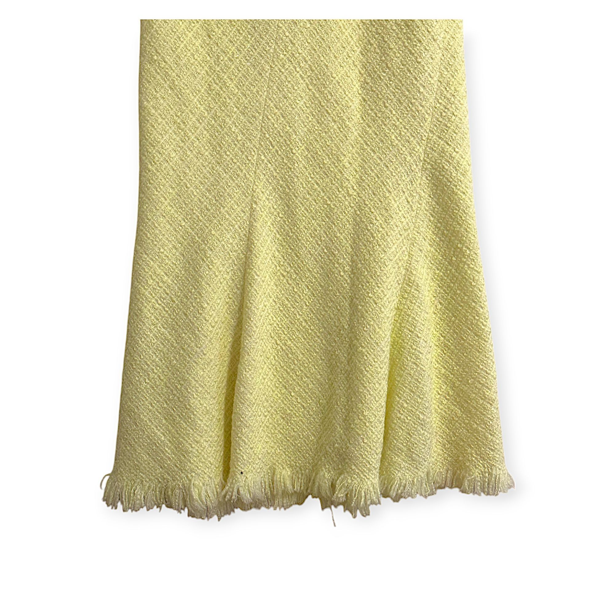 Alexander Wang Alexander Wang Yellow Frayed Tweed Midi Skirt, Size S Size 27" / US 4 / IT 40 - 16 Thumbnail