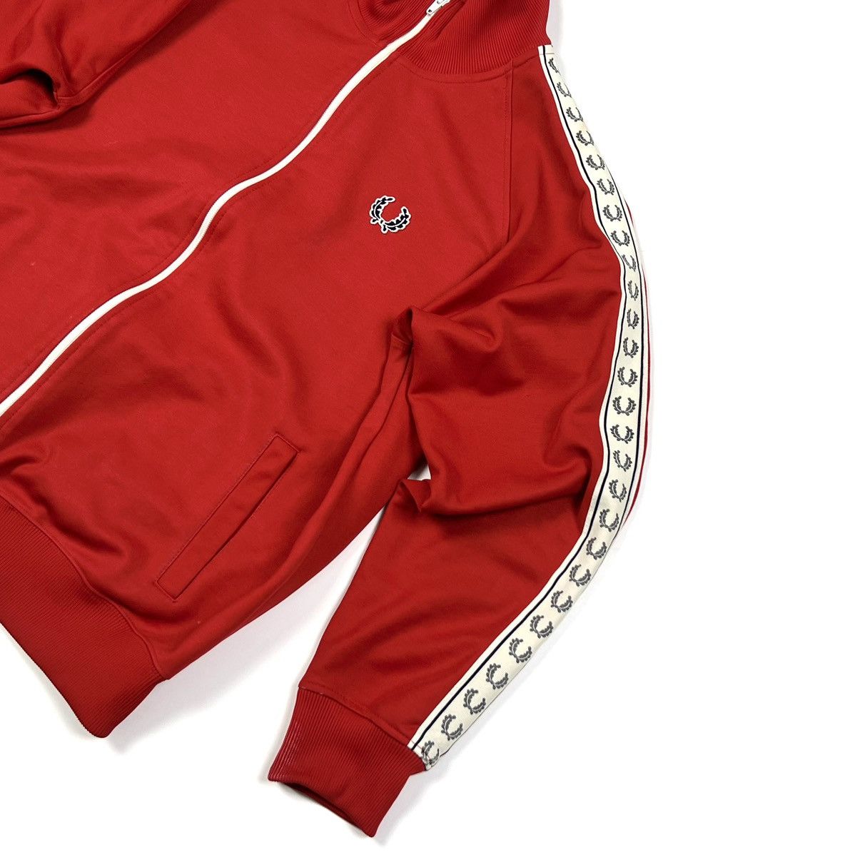 Fred Perry × Vintage Vintage Fred Perry Striped Logo Zip Track Jacket Windbreaker Size US M / EU 48-50 / 2 - 7 Thumbnail