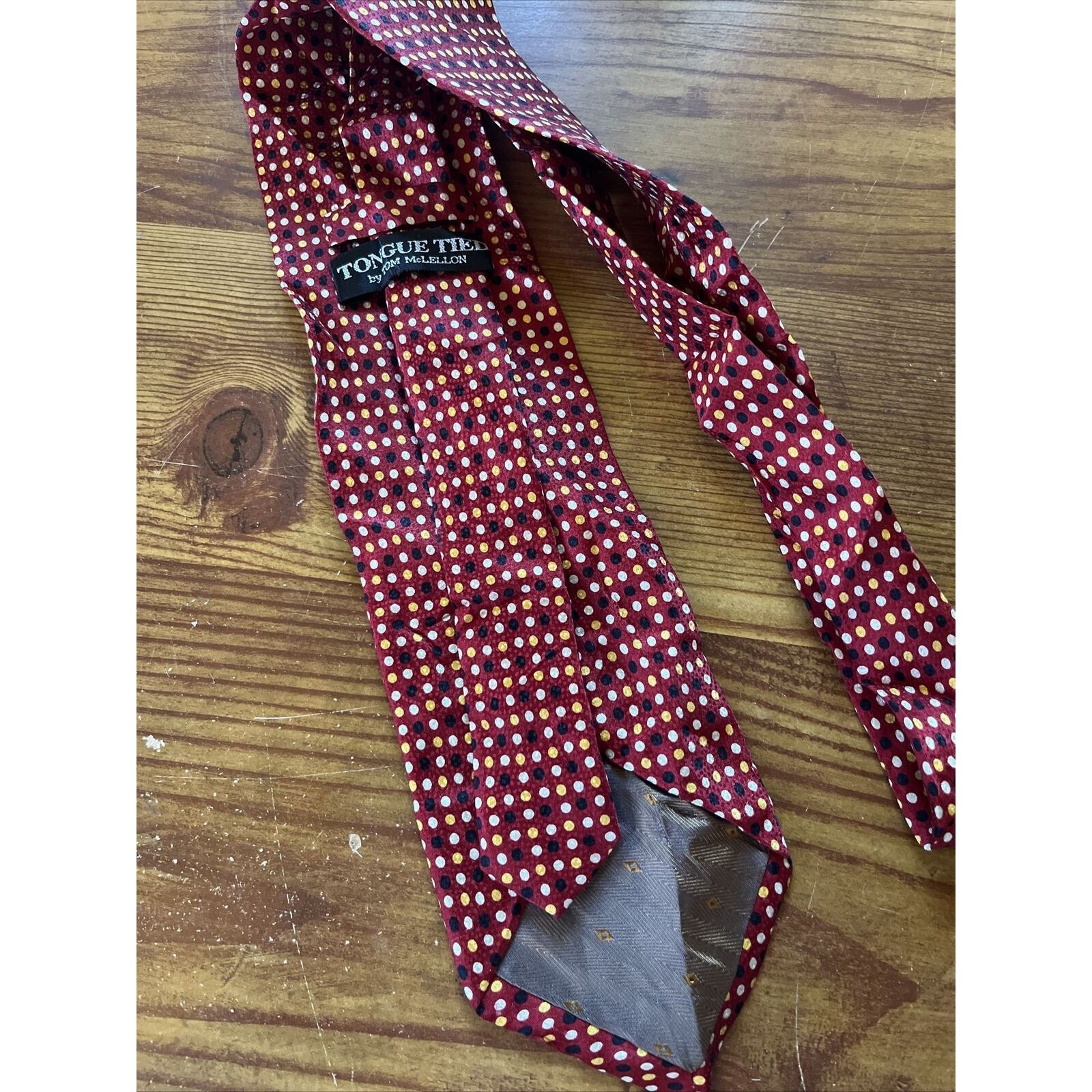 Other Tongue Tied Tom Mclellon Men’s Red Dot Geometric Silk Tie Size ONE SIZE - 5 Thumbnail