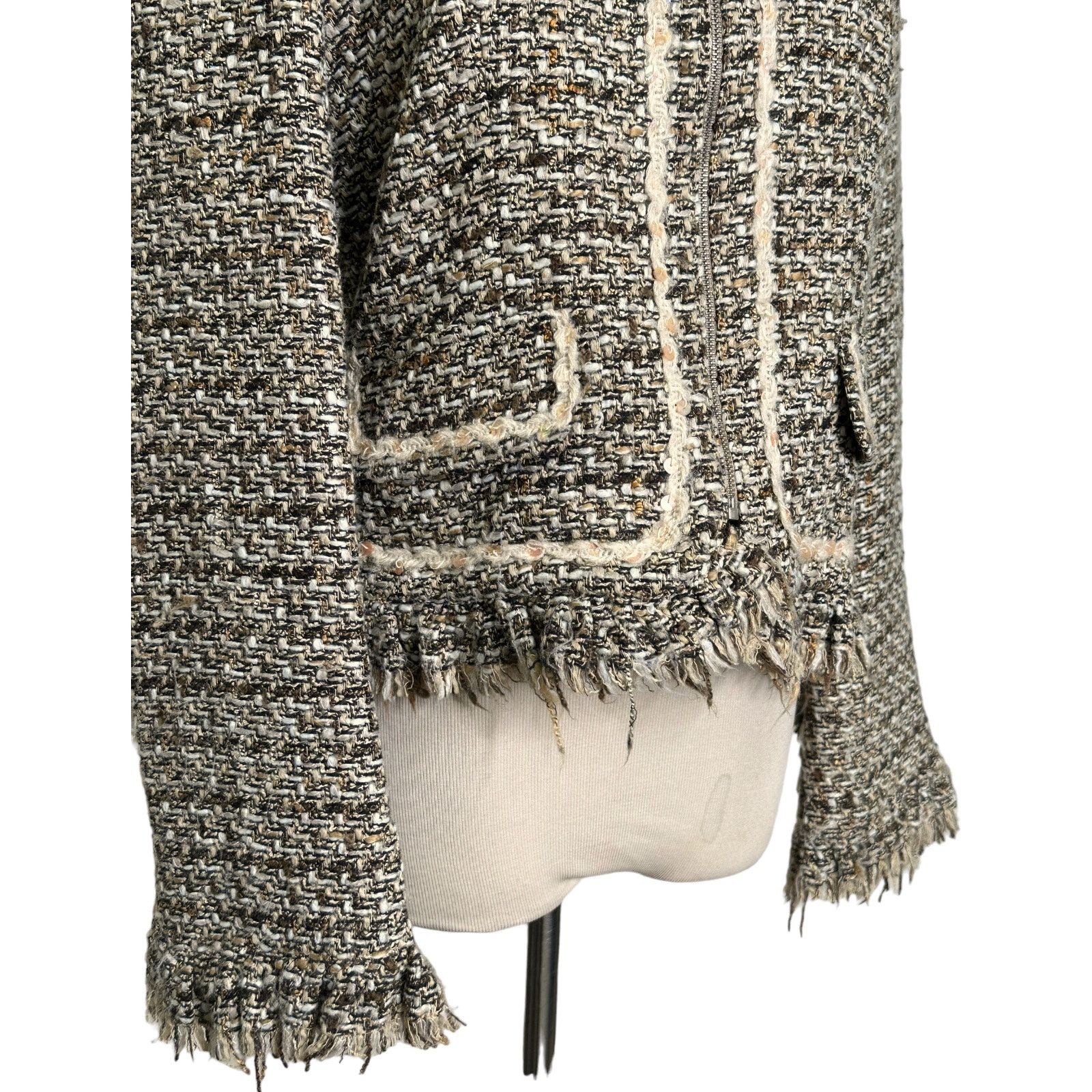 Holt Renfrew Renfrew brown woven fringe zippered jacket blazer size 6 Size M / US 6-8 / IT 42-44 - 7 Thumbnail