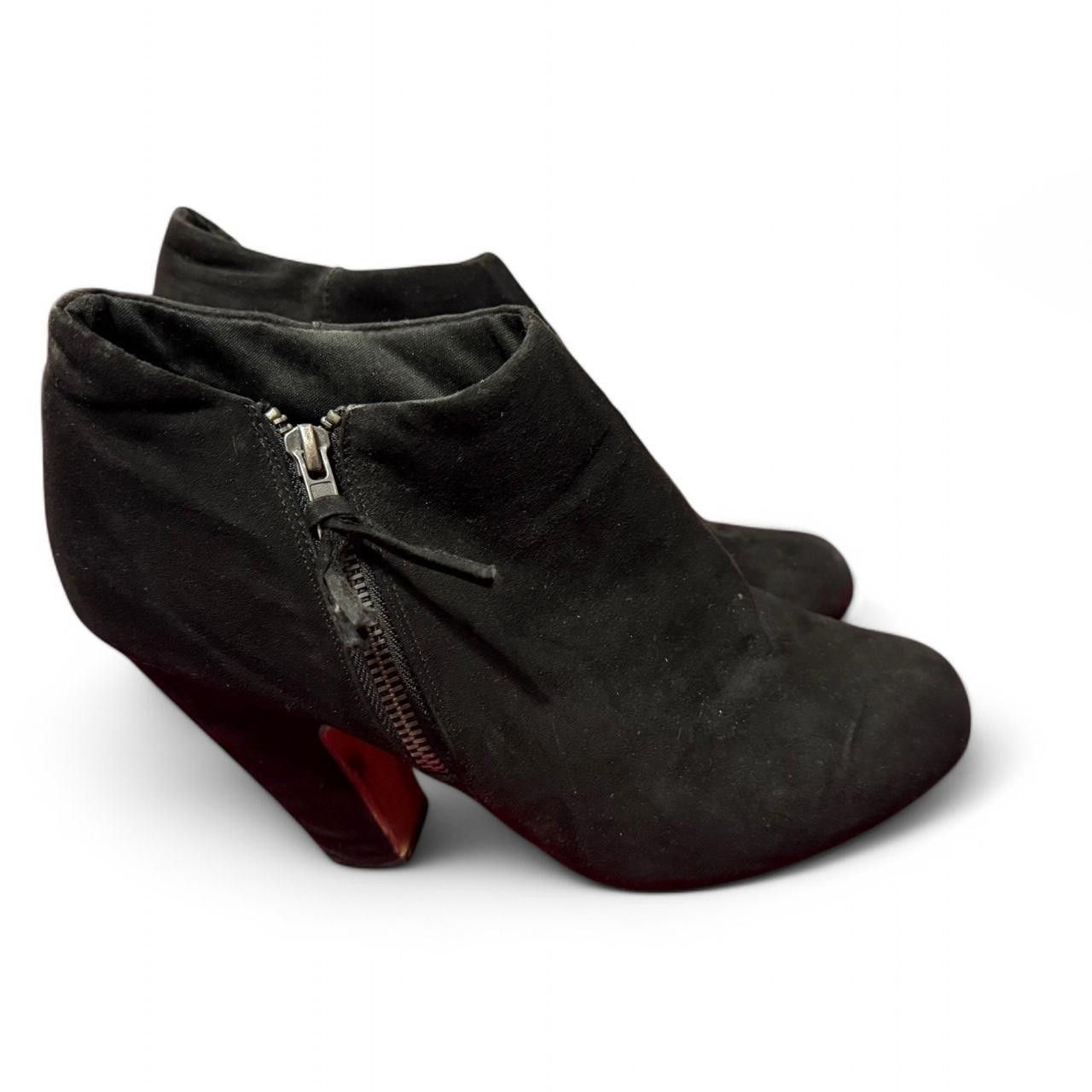 Designer Chic Black Suede Ankle Booties with Zipper Size US 10 / IT 40 - 1 Thumbnail