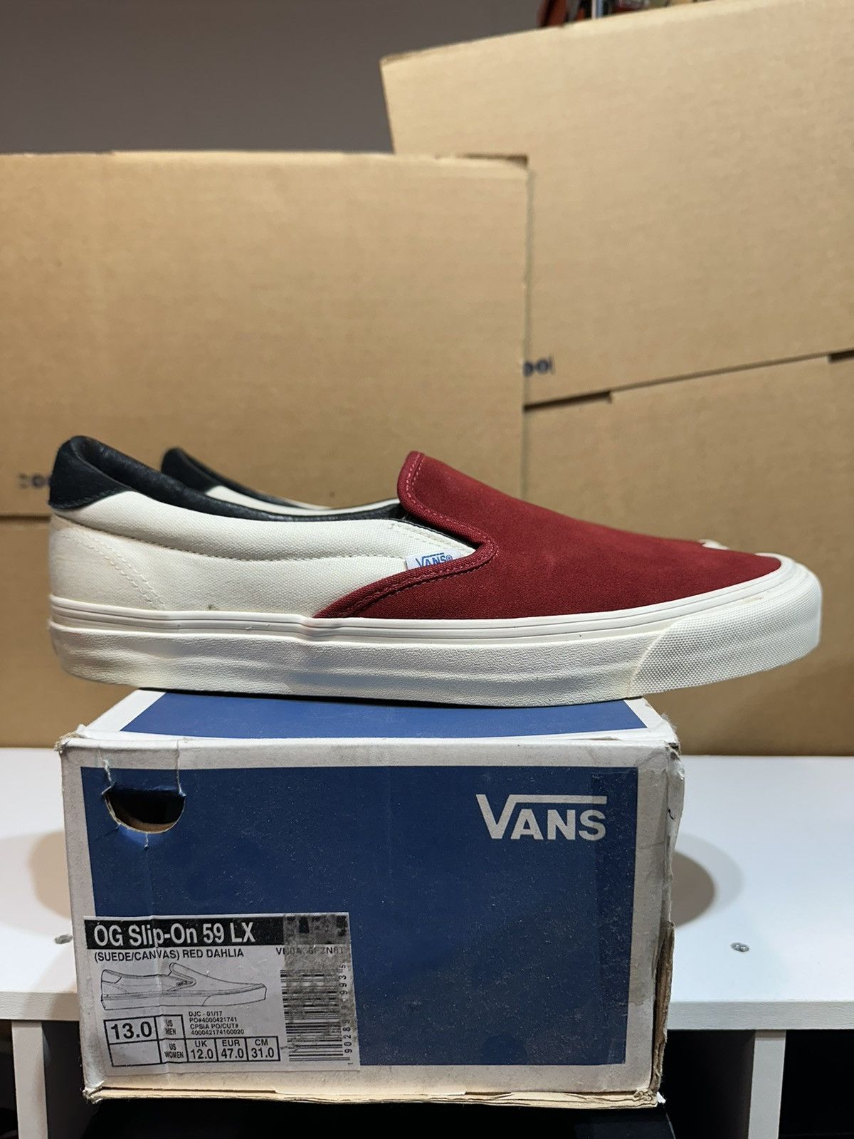 Vans Vans Vault OG Slip On LX Red Dahlia Size US 13 / EU 46 - 1 Thumbnail