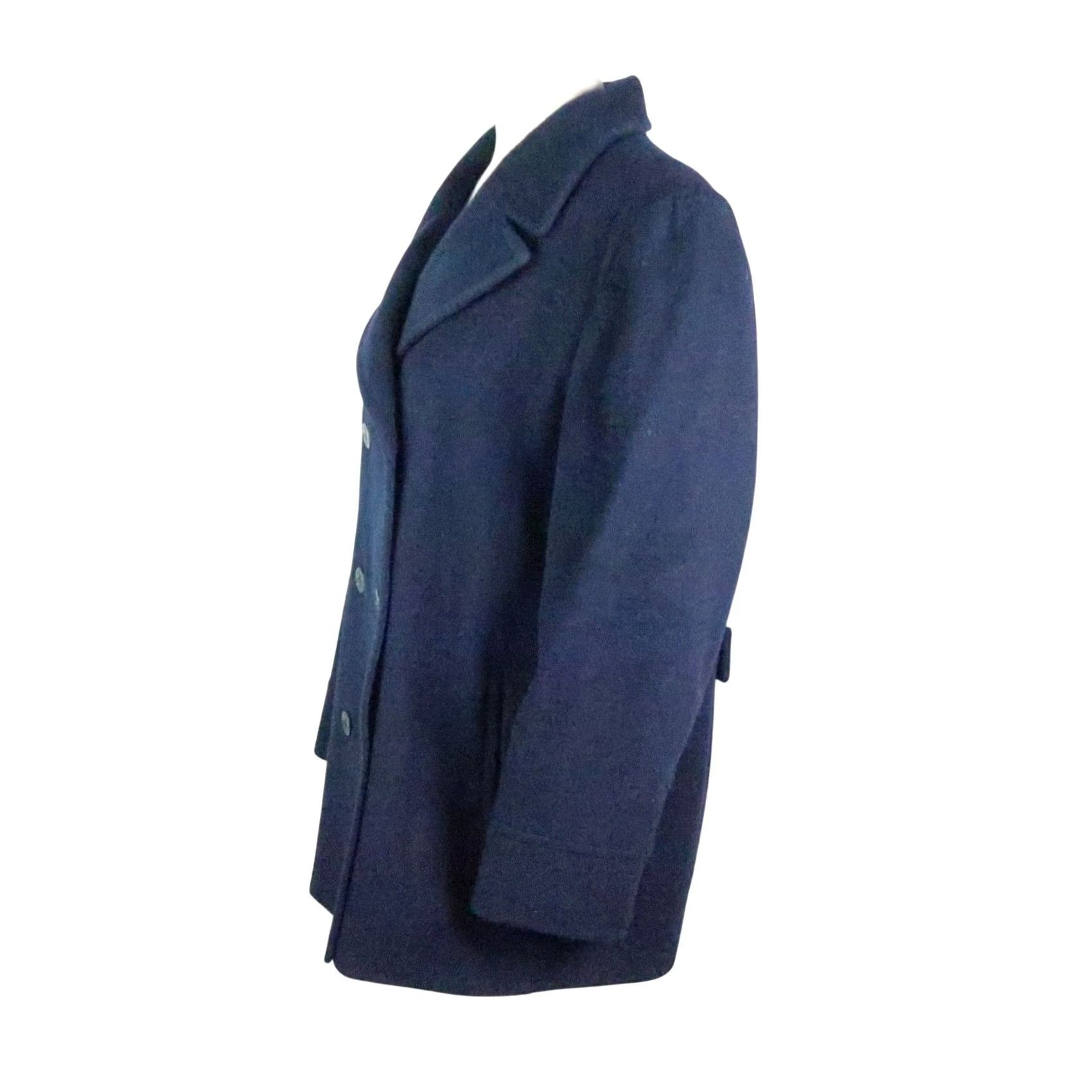 Vintage VINTAGE Casual Corner Pea Coat Navy Blue Wool L Womens 90s Coat Long Sleeve Buttons Fall Winter Size L / US 10 / IT 46 - 3 Thumbnail
