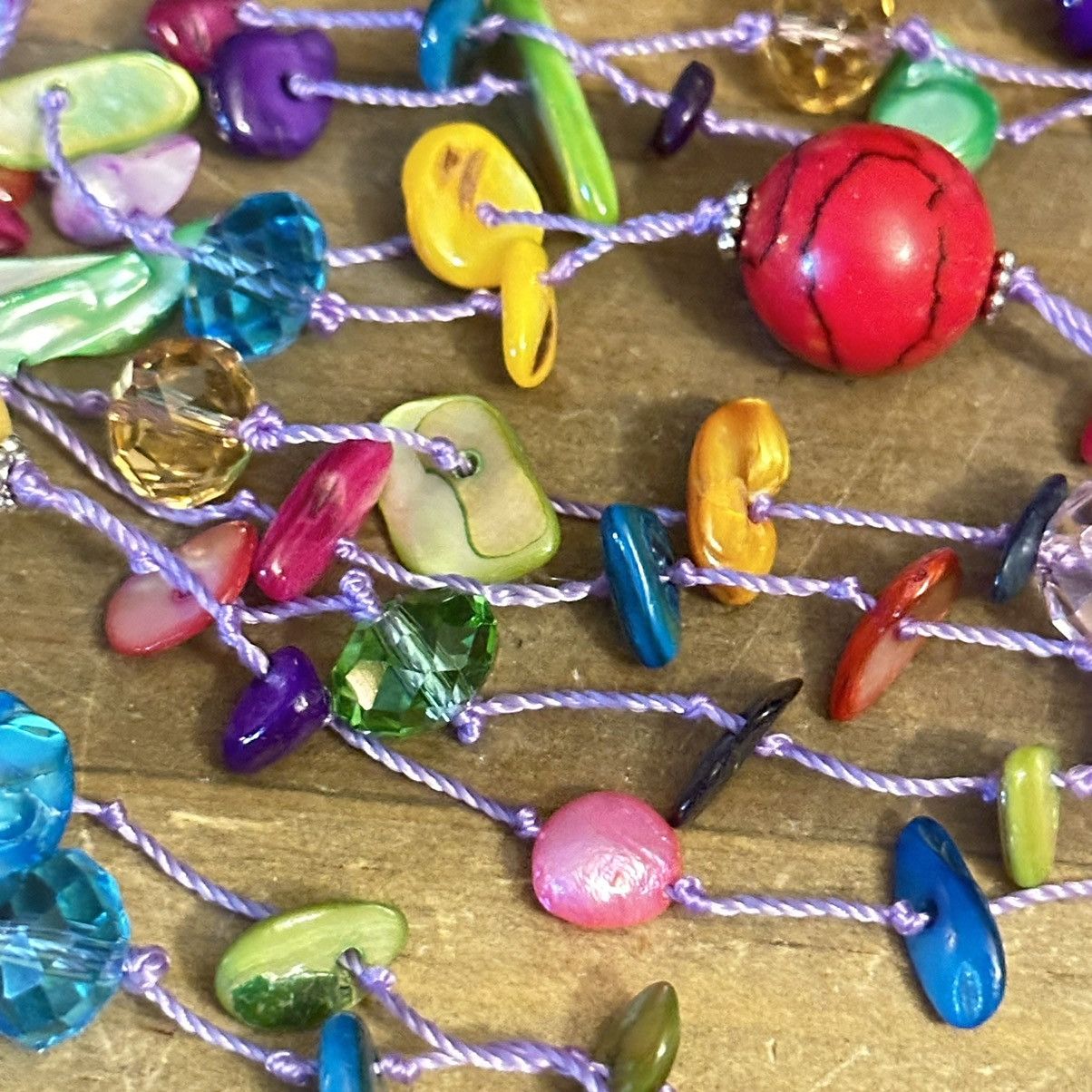 Other Long multicolor dyed fresh water pearl, shell bead necklace Size ONE SIZE - 5 Thumbnail