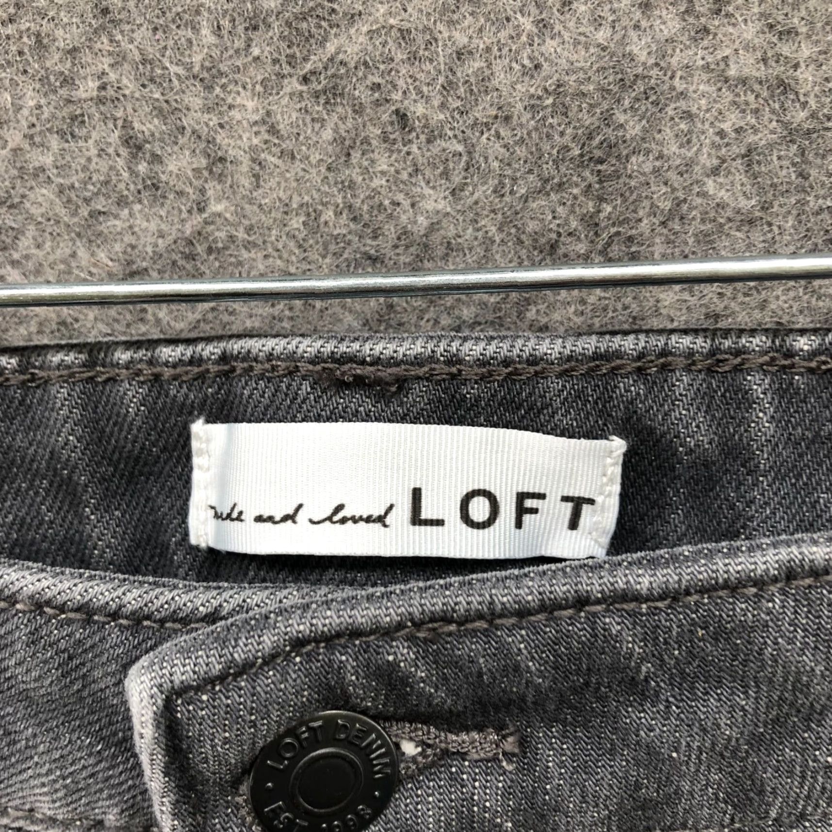 Loft LOFT Jeans Women 14 Gray Cropped High Rise Stretch Raw Hem 5-Pocket Womens Size 36" / US 14 / IT 50 - 6 Thumbnail